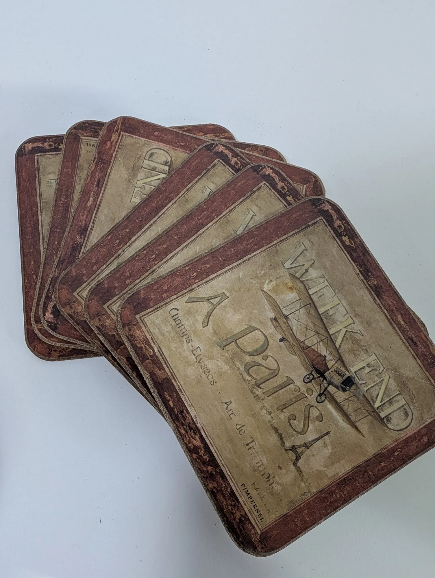 PIMPERNEL Parisian Vintage Style Airplane Coasters Set of 6 - Image 2