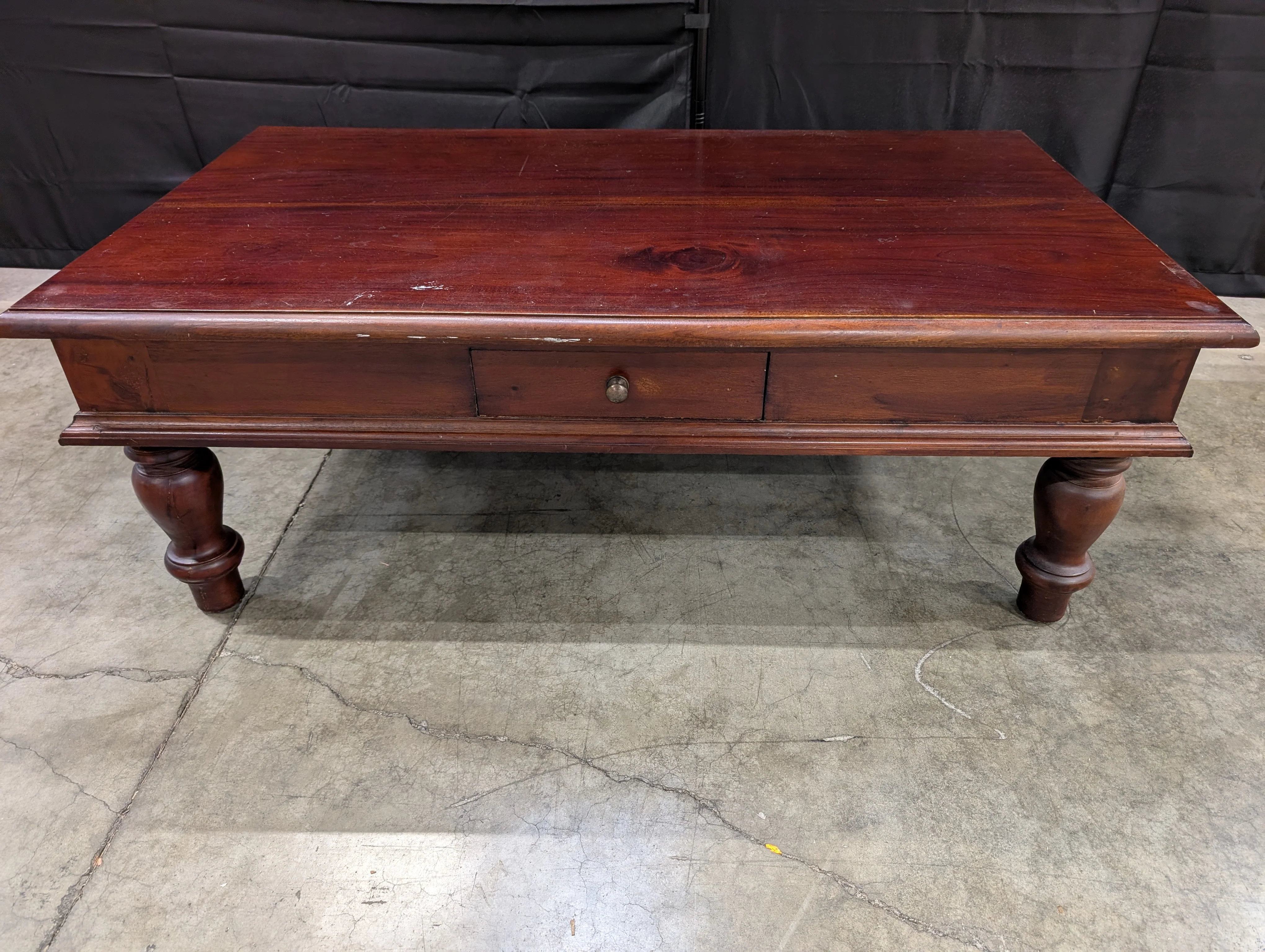 Classic Dark Stained Wood Rectangular Coffee Table - Image 2