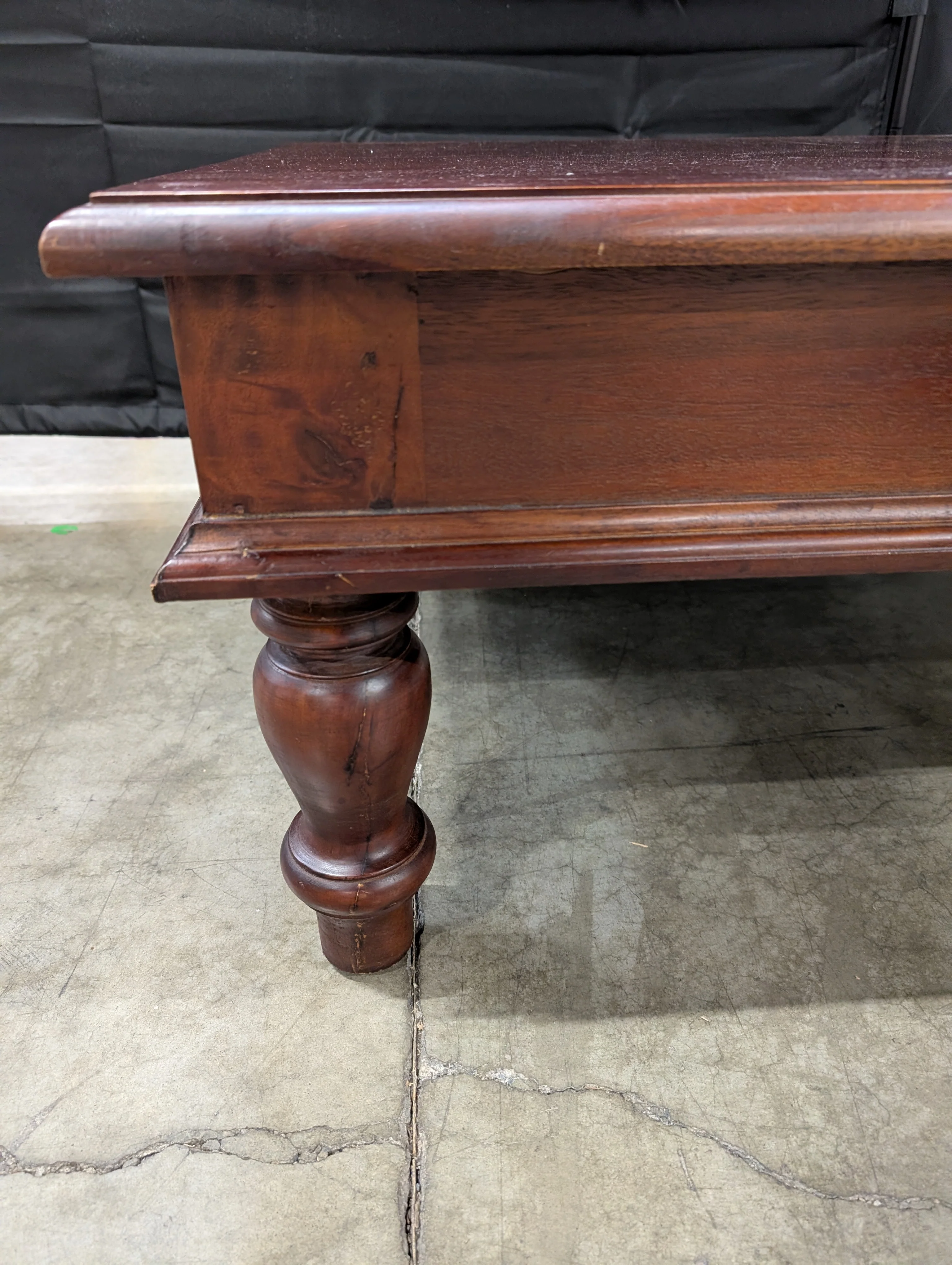 Classic Dark Stained Wood Rectangular Coffee Table - Image 4