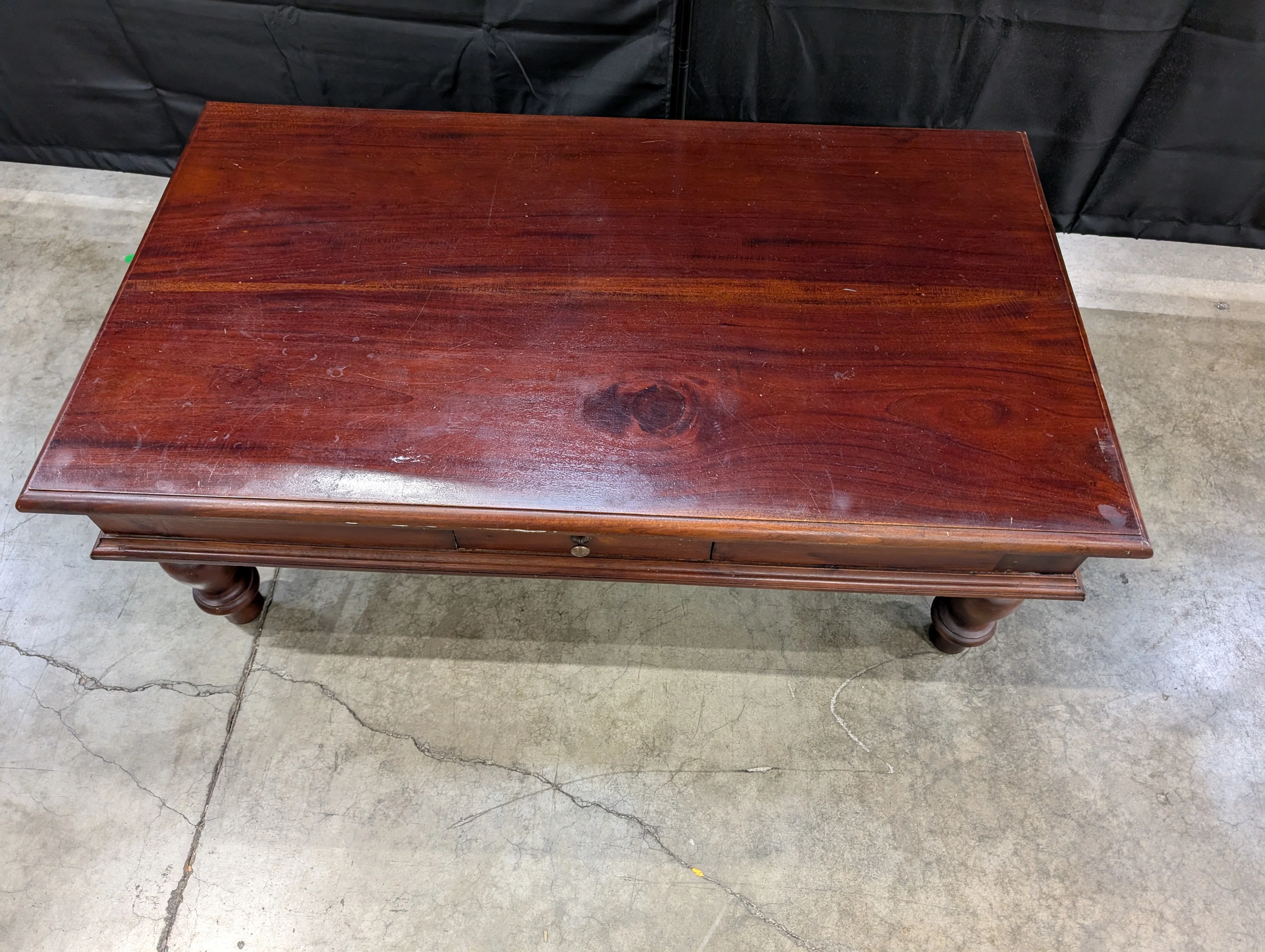 Classic Dark Stained Wood Rectangular Coffee Table - Image 5