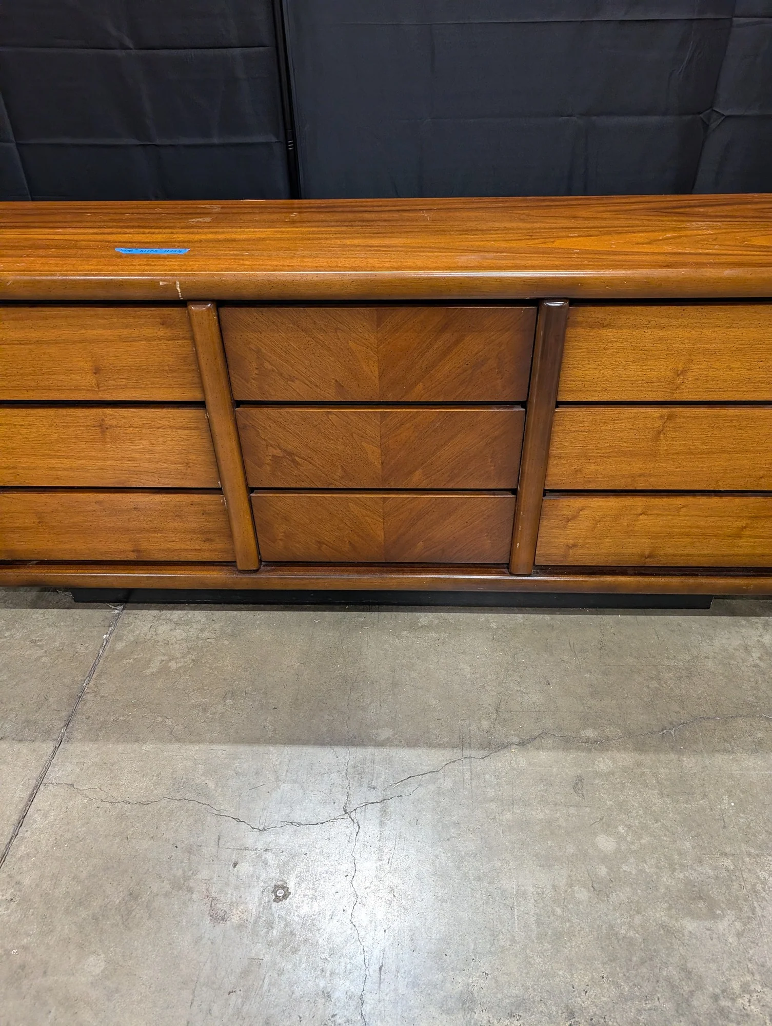 Mid-Century Modern Wood Dresser by Lane - 9 Drawers, Chevron Detail - Image 2