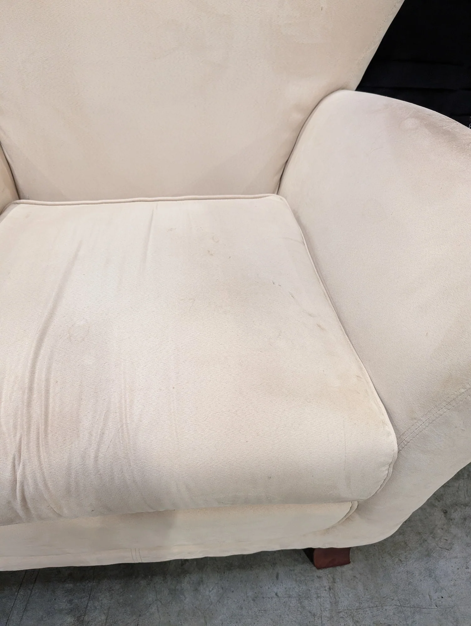 Cream Upholstered Club Chair with Rolled Arms and Flared Back - Image 3