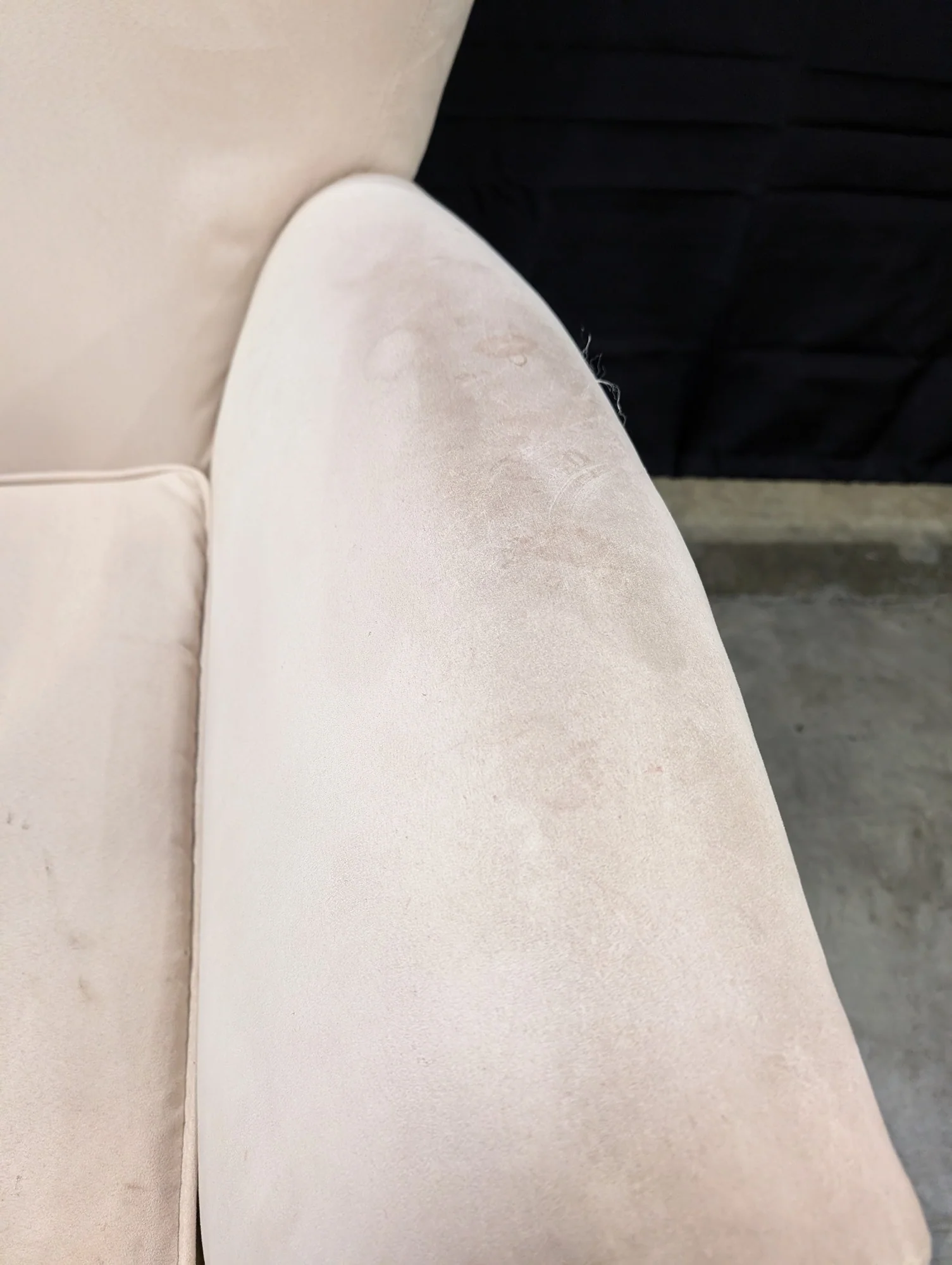 Cream Upholstered Club Chair with Rolled Arms and Flared Back - Image 4