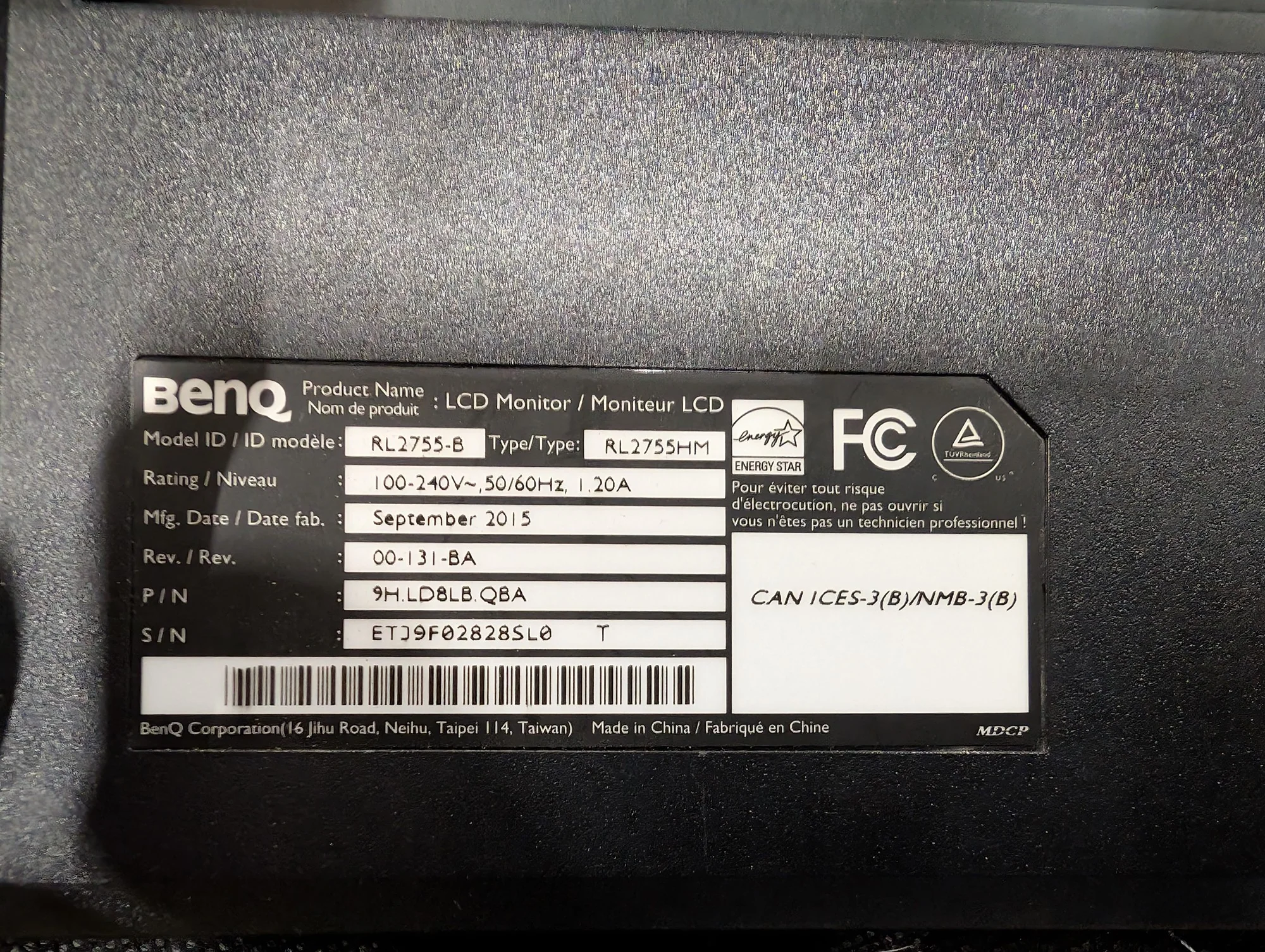 BenQ RL2755HM 27-inch Flat Panel LCD Monitor - Good Condition - Image 2