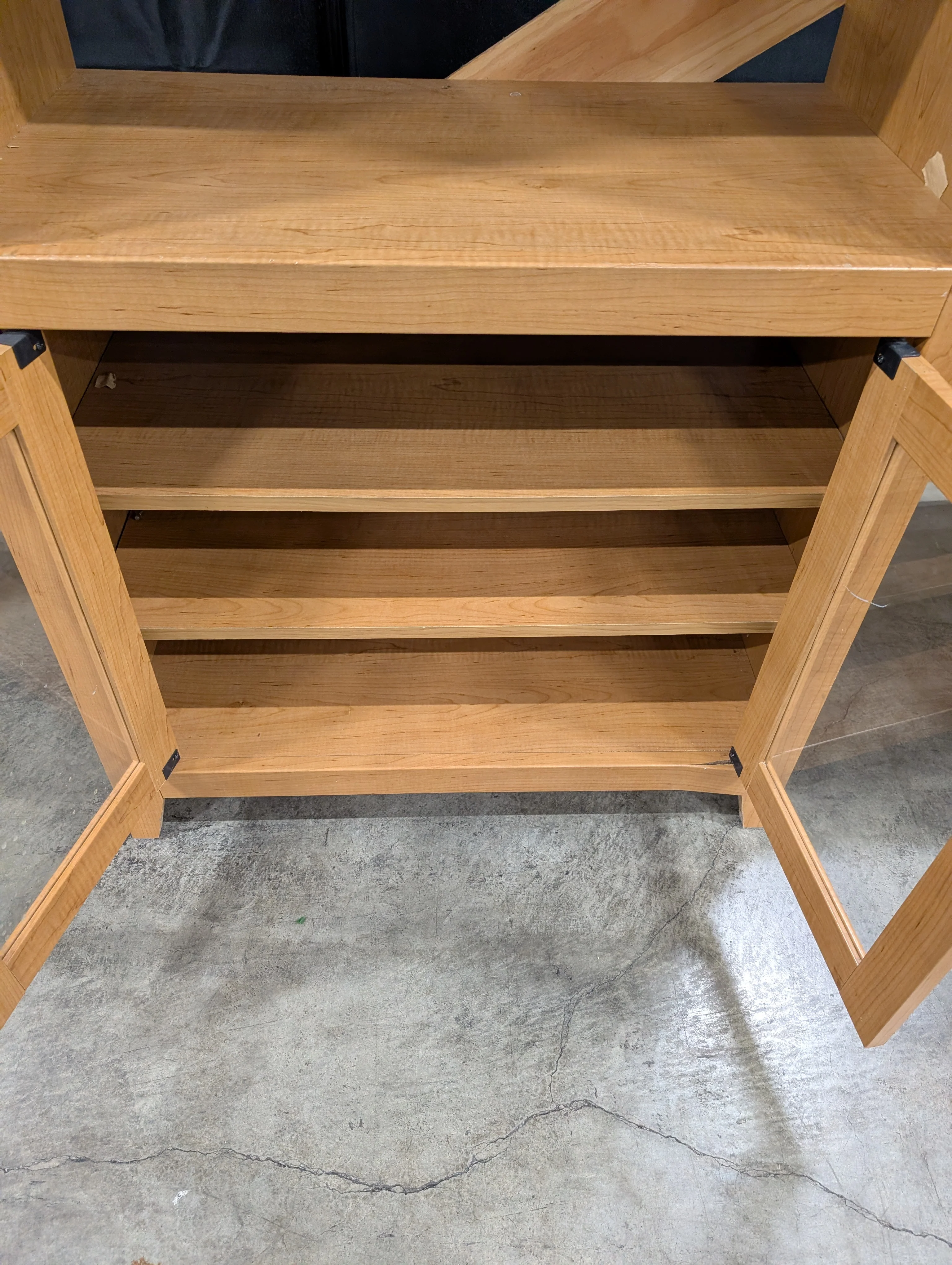 Wooden Bookcase with Open Shelves and Glass-Door Storage Cabinet - Image 2
