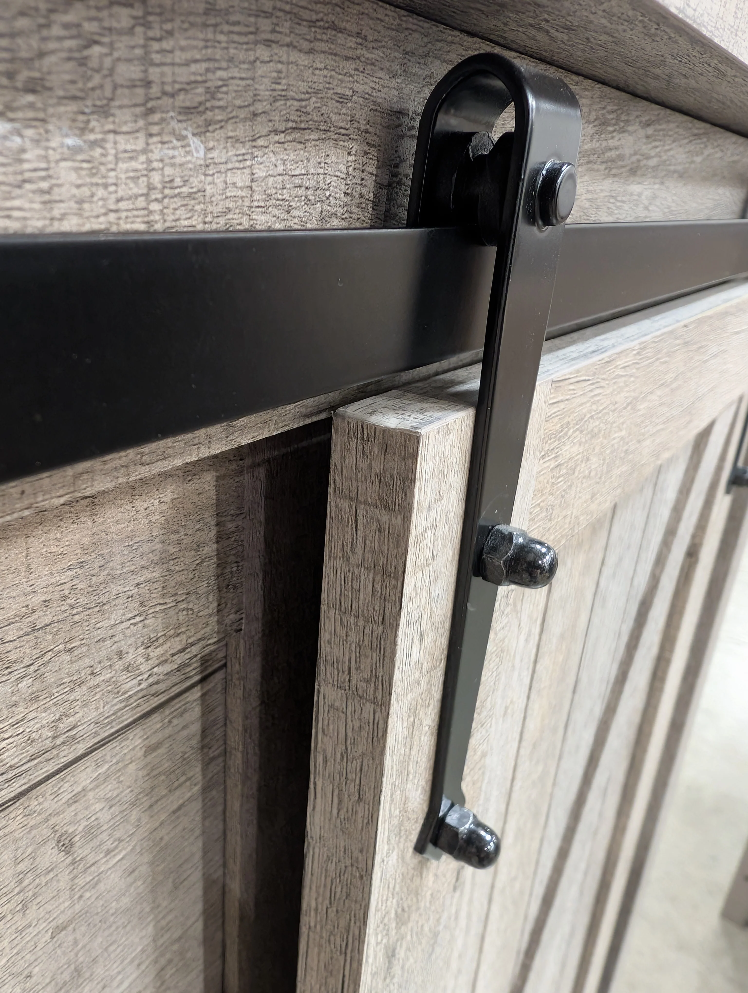 Rustic Light Brown Wood Storage Cabinet | 5 Drawers & Sliding Barn Door - Image 8