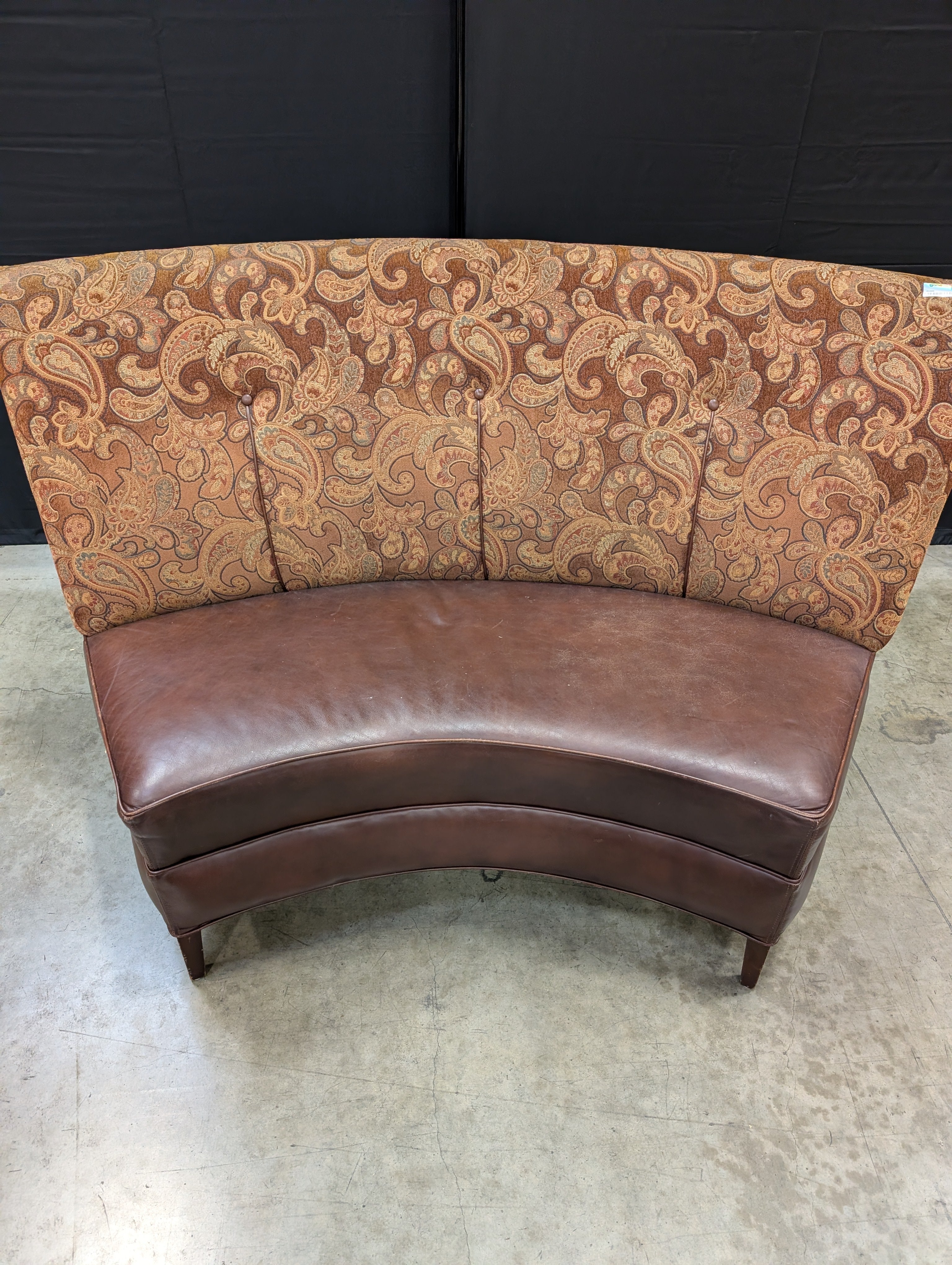 Curved Paisley Upholstered Settee - Image 2