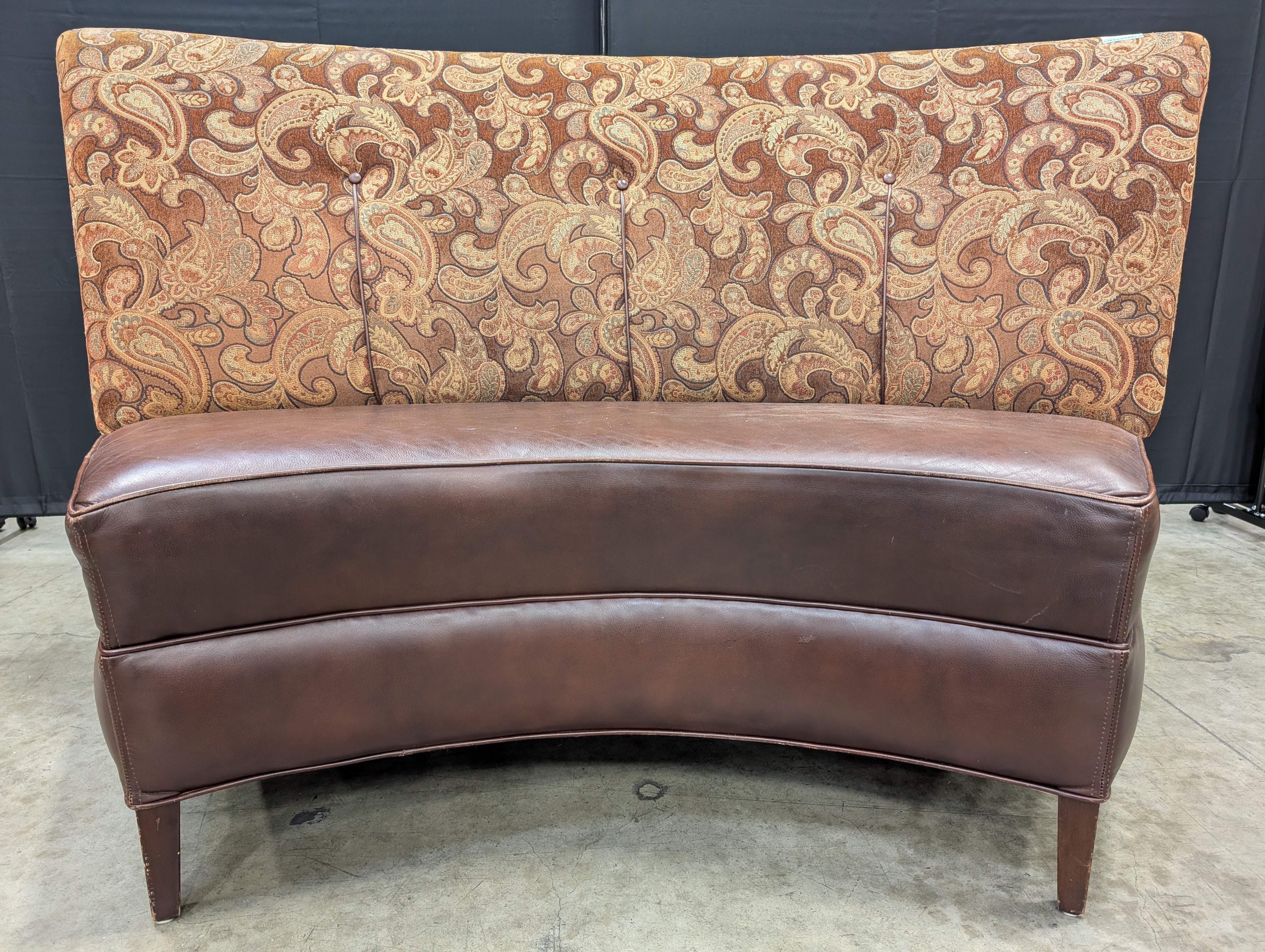 Curved Paisley Upholstered Settee - Image 3