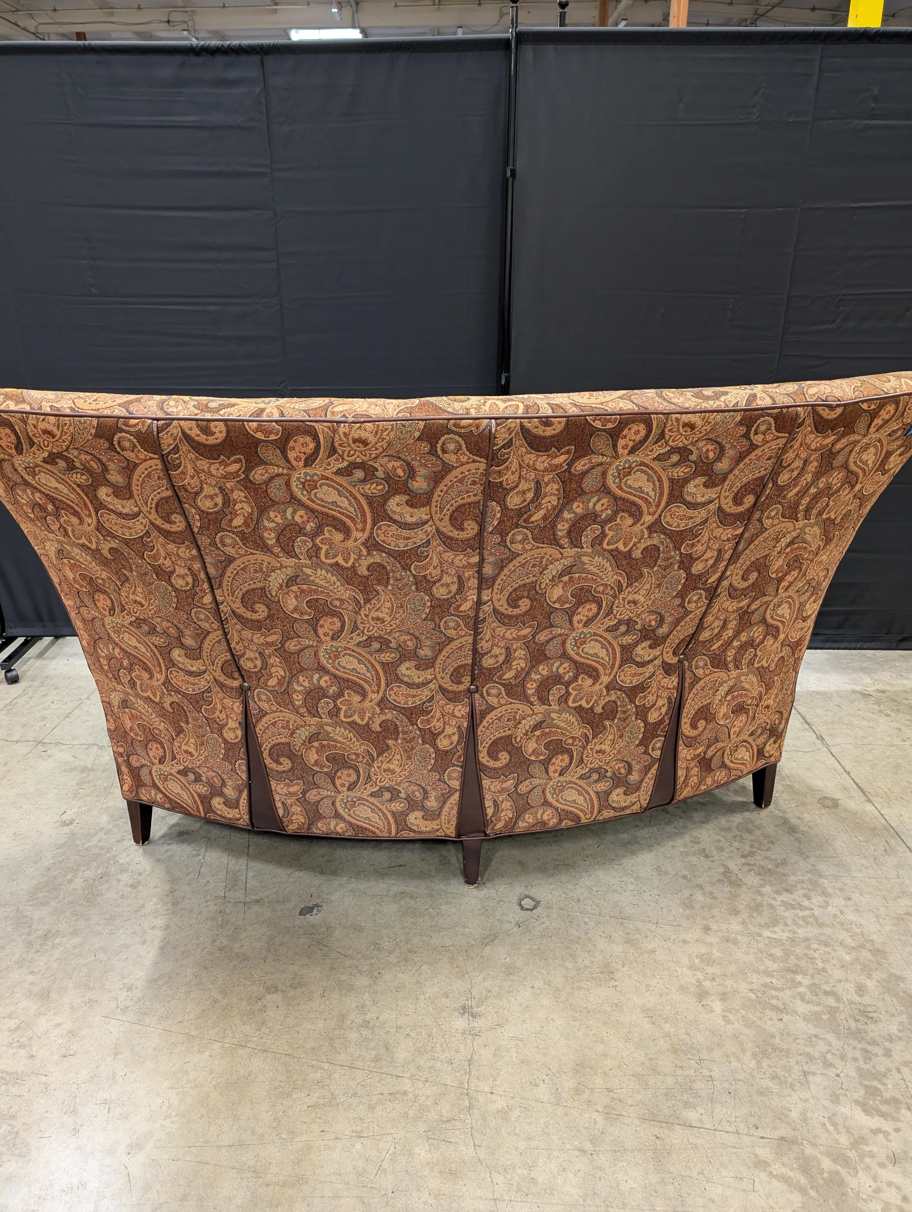 Curved Paisley Upholstered Settee - Image 5