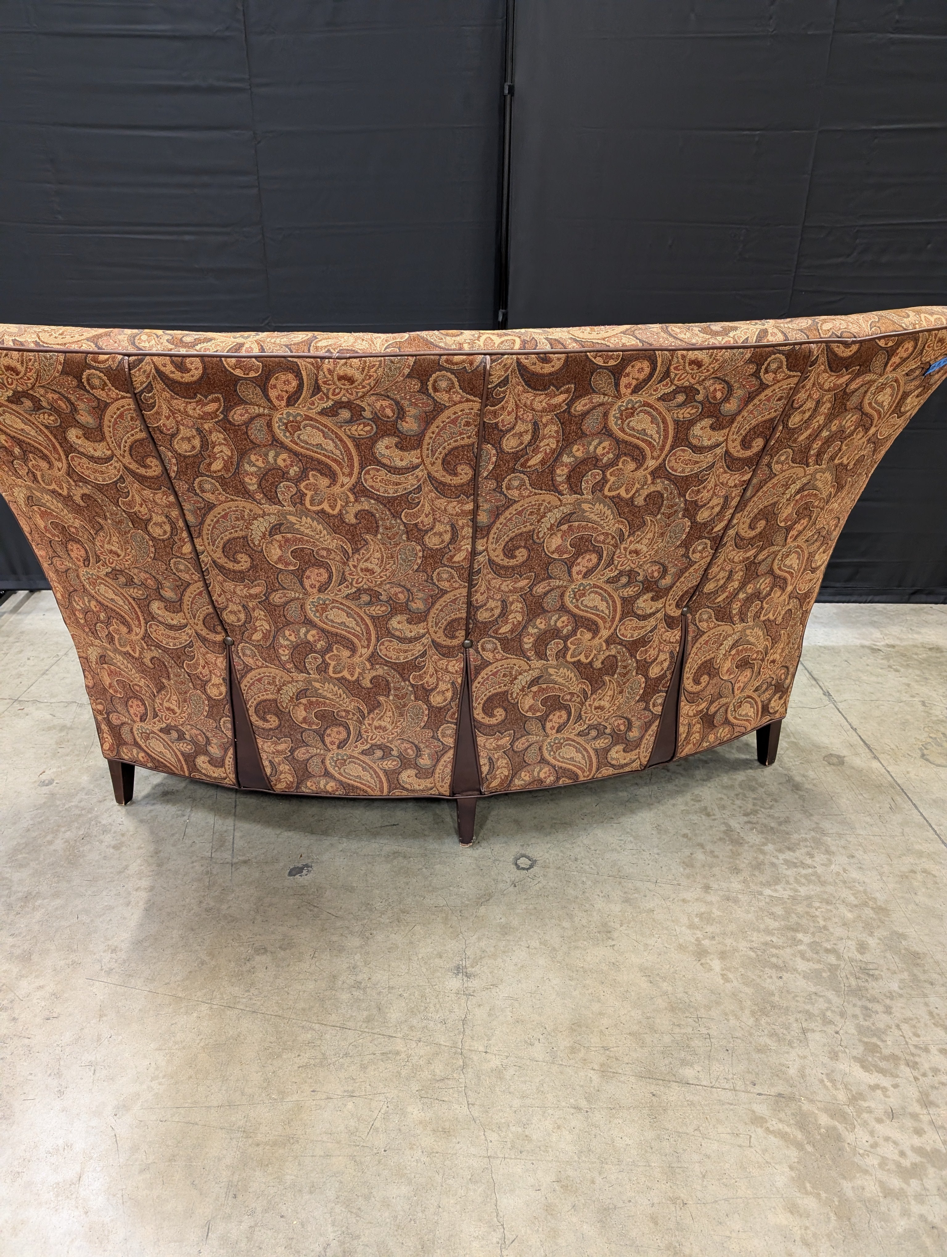 Curved Paisley Upholstered Settee - Image 6