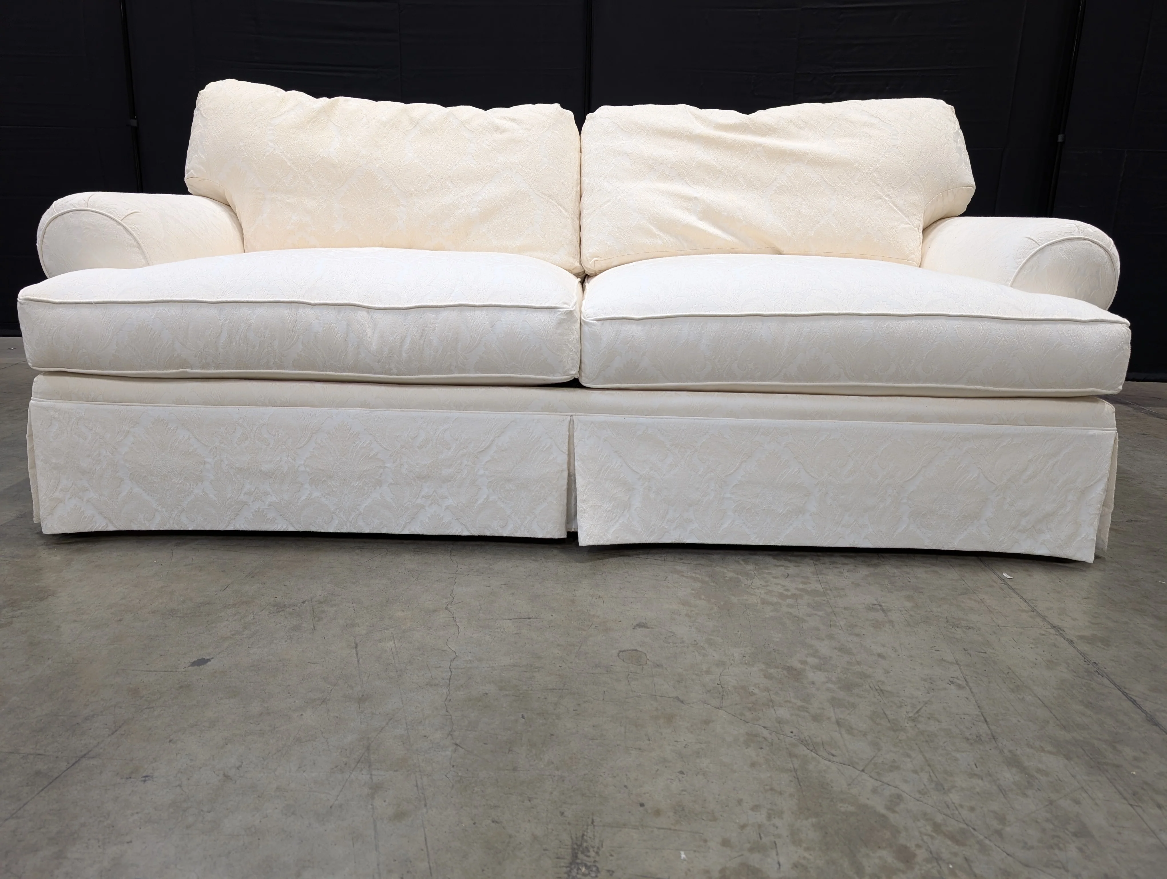 Damask Pattern Off-White Fabric Sofa - Image 3