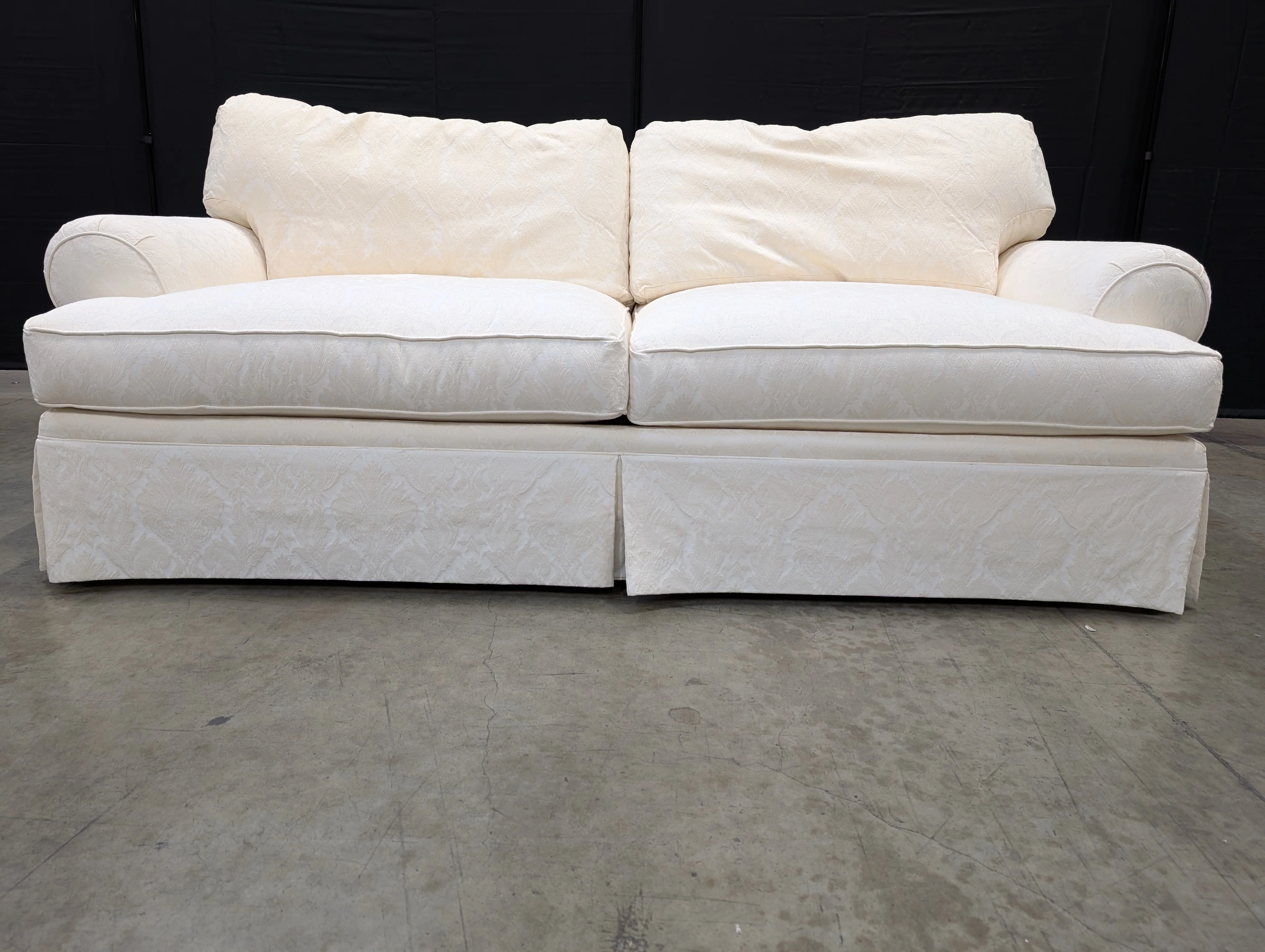 Damask Pattern Off-White Fabric Sofa - Image 4