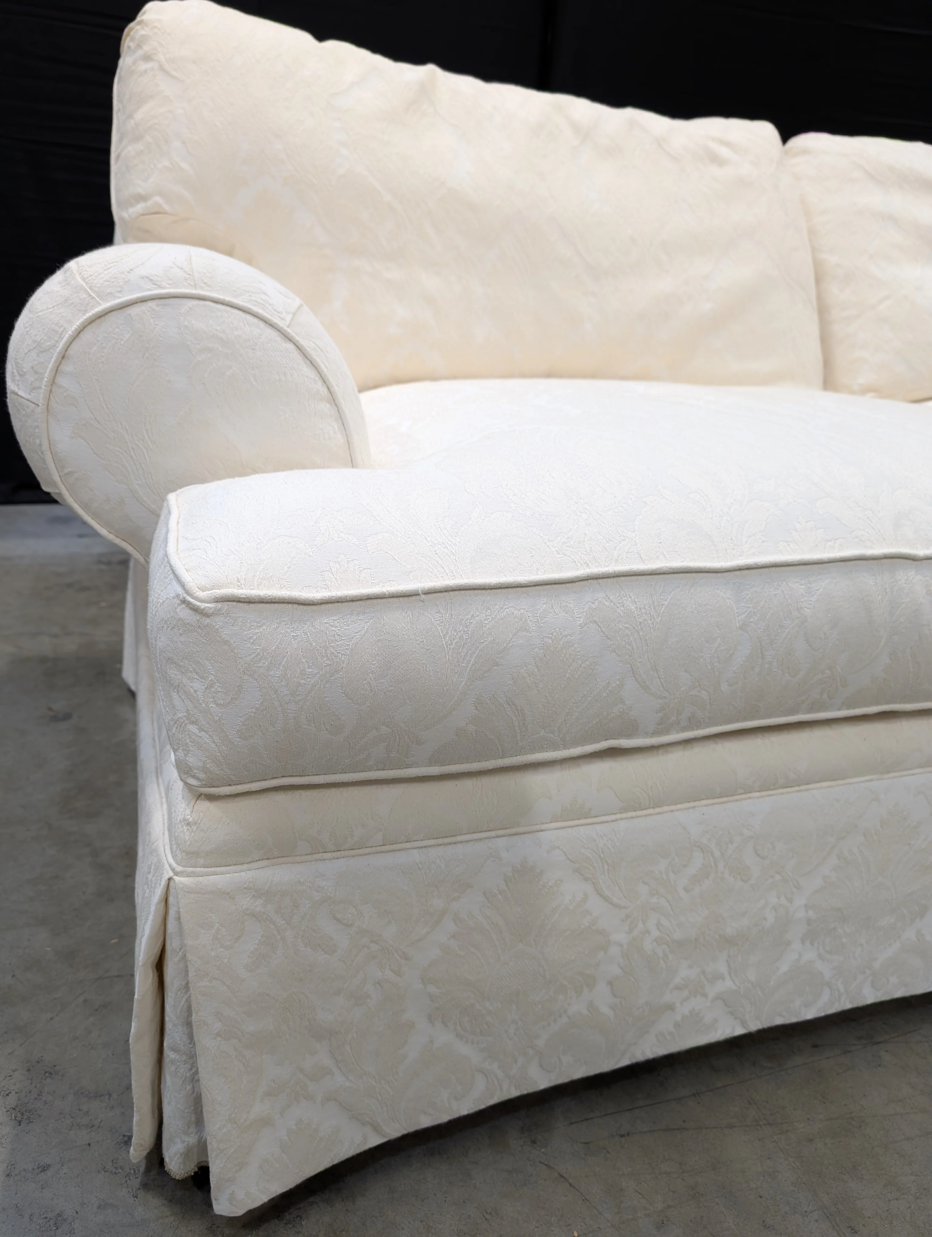 Damask Pattern Off-White Fabric Sofa - Image 5