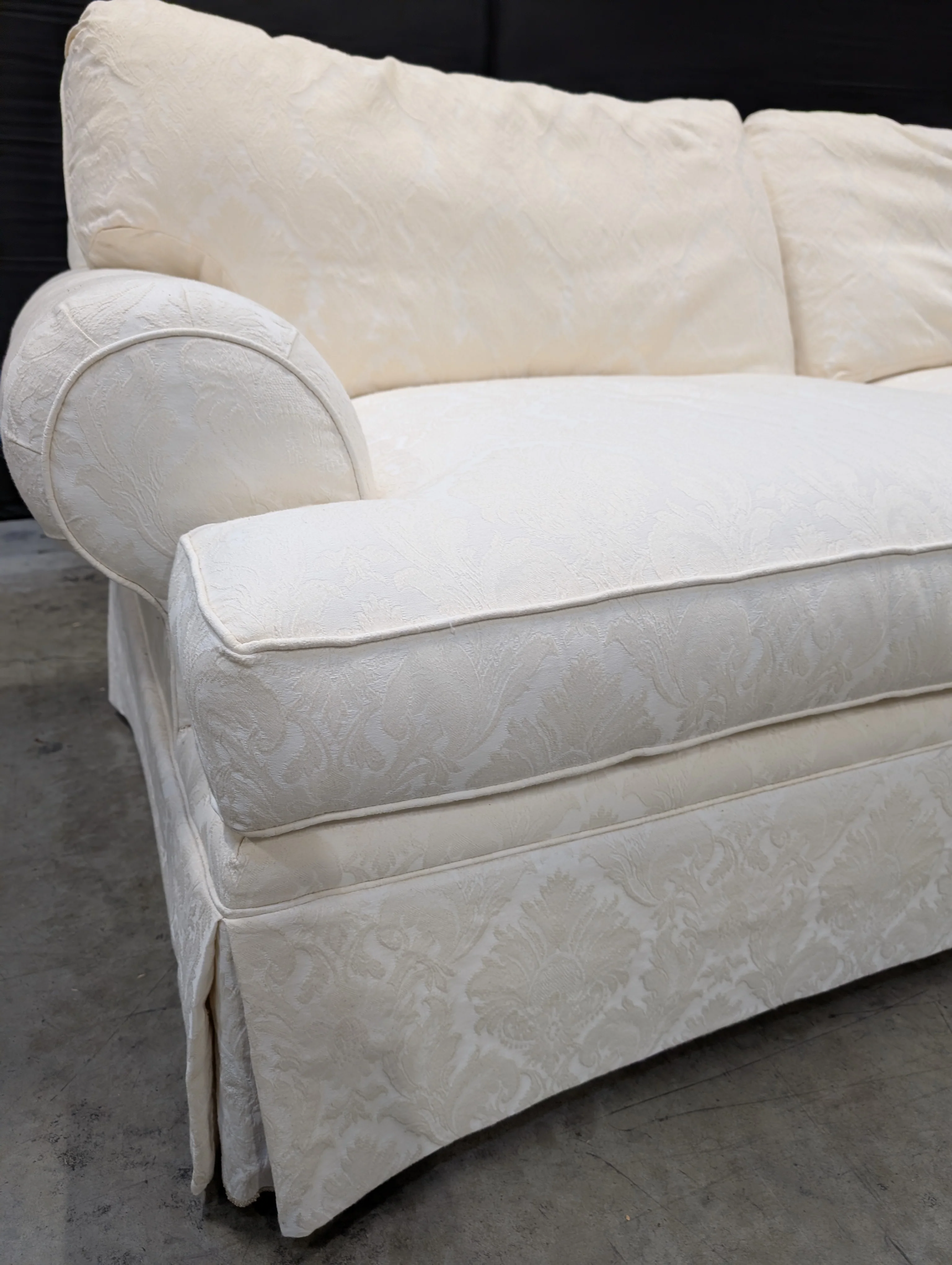 Damask Pattern Off-White Fabric Sofa - Image 6