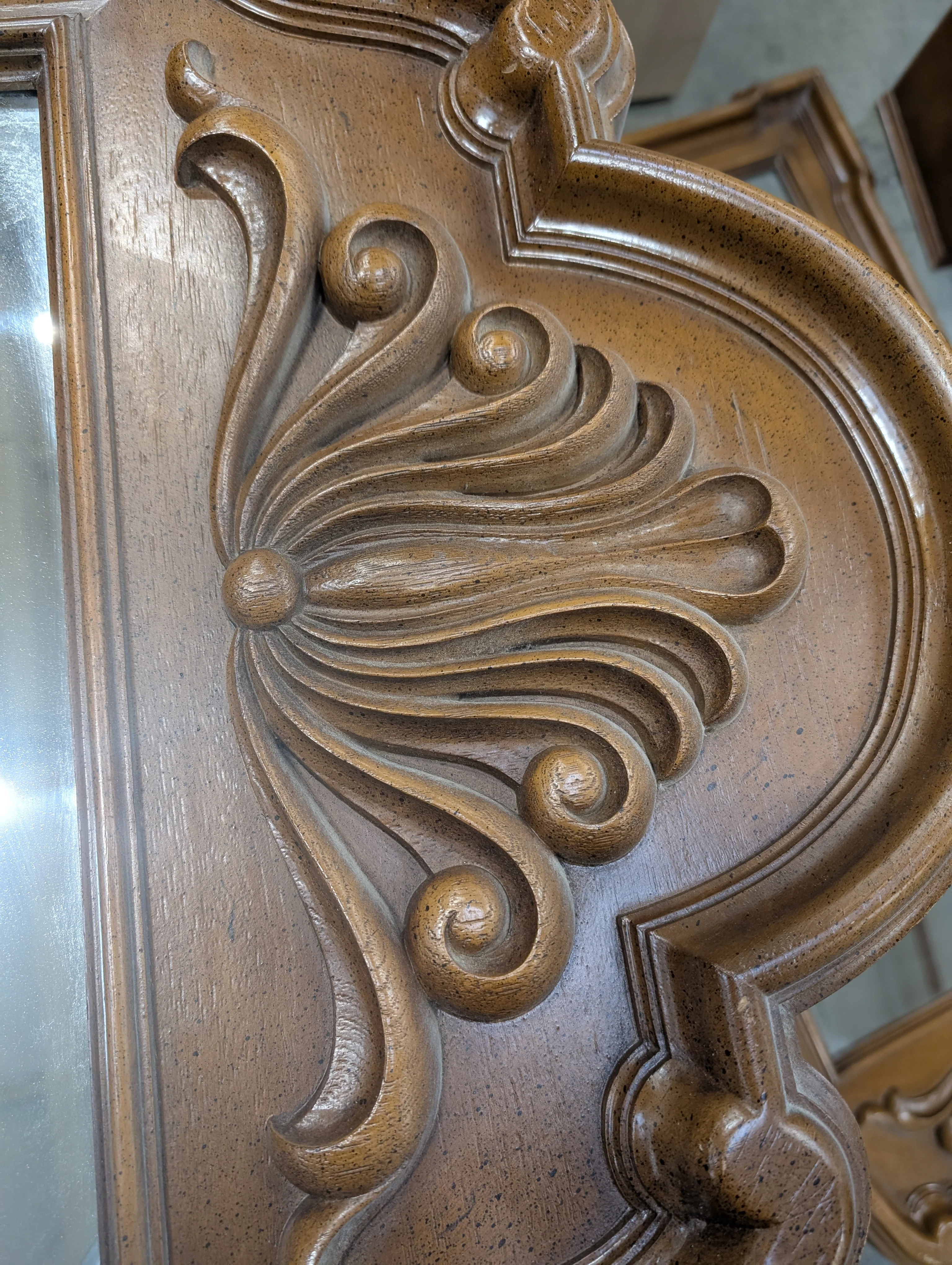 Ornate Traditional Dark Wood Dresser with Nine Drawers and Two Carved Mirrors - Image 14