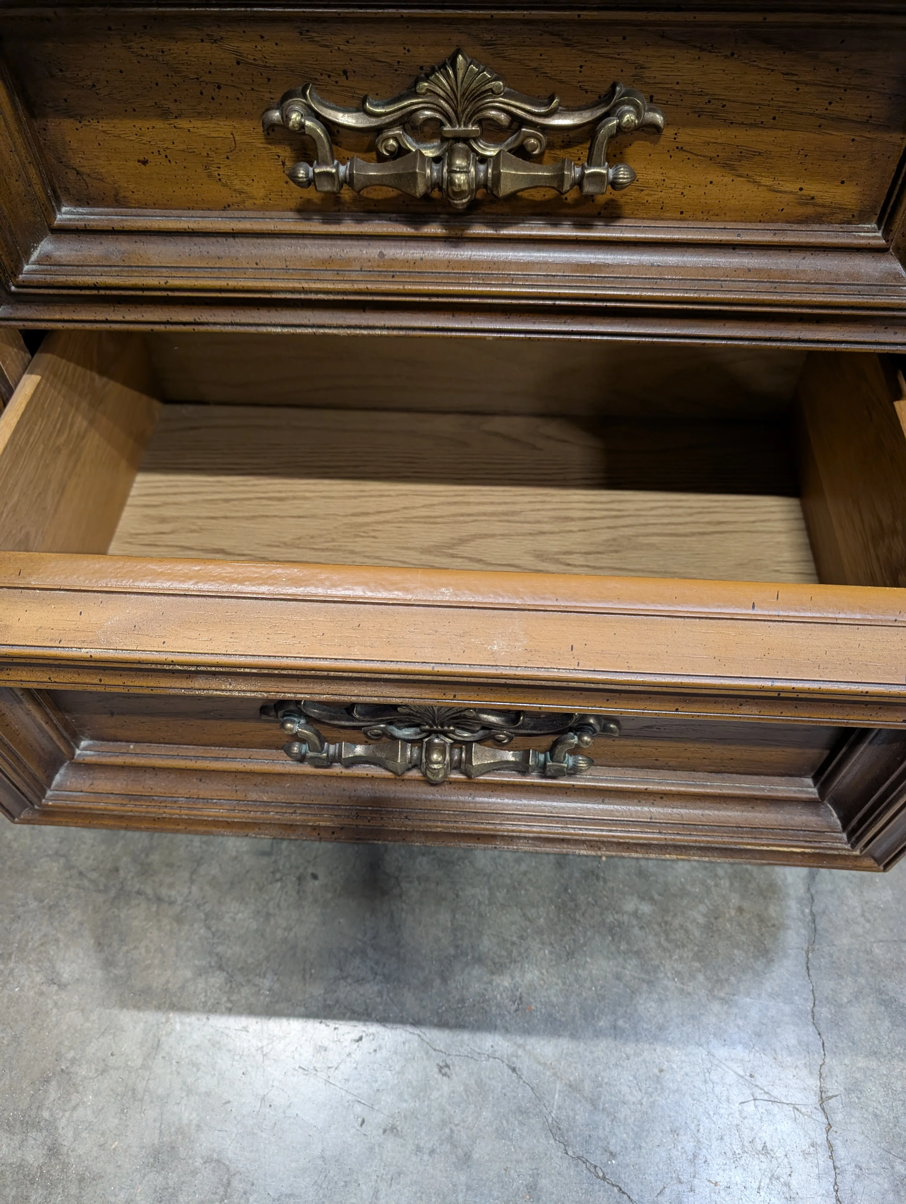 Ornate Traditional Dark Wood Dresser with Nine Drawers and Two Carved Mirrors - Image 5