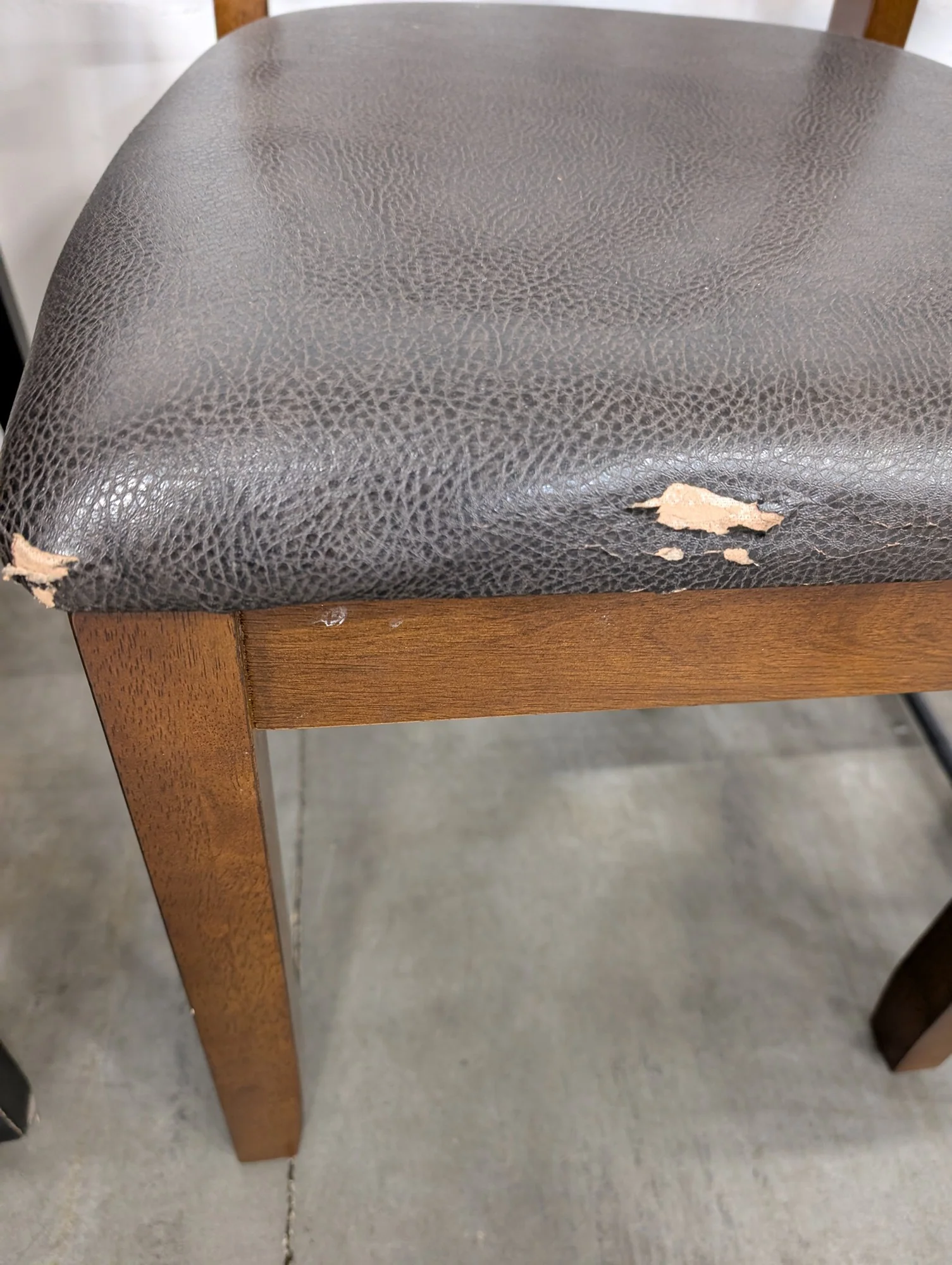 Sturdy Wood X-Back Dining Chair with Upholstered Seat - Fair Condition - Image 3