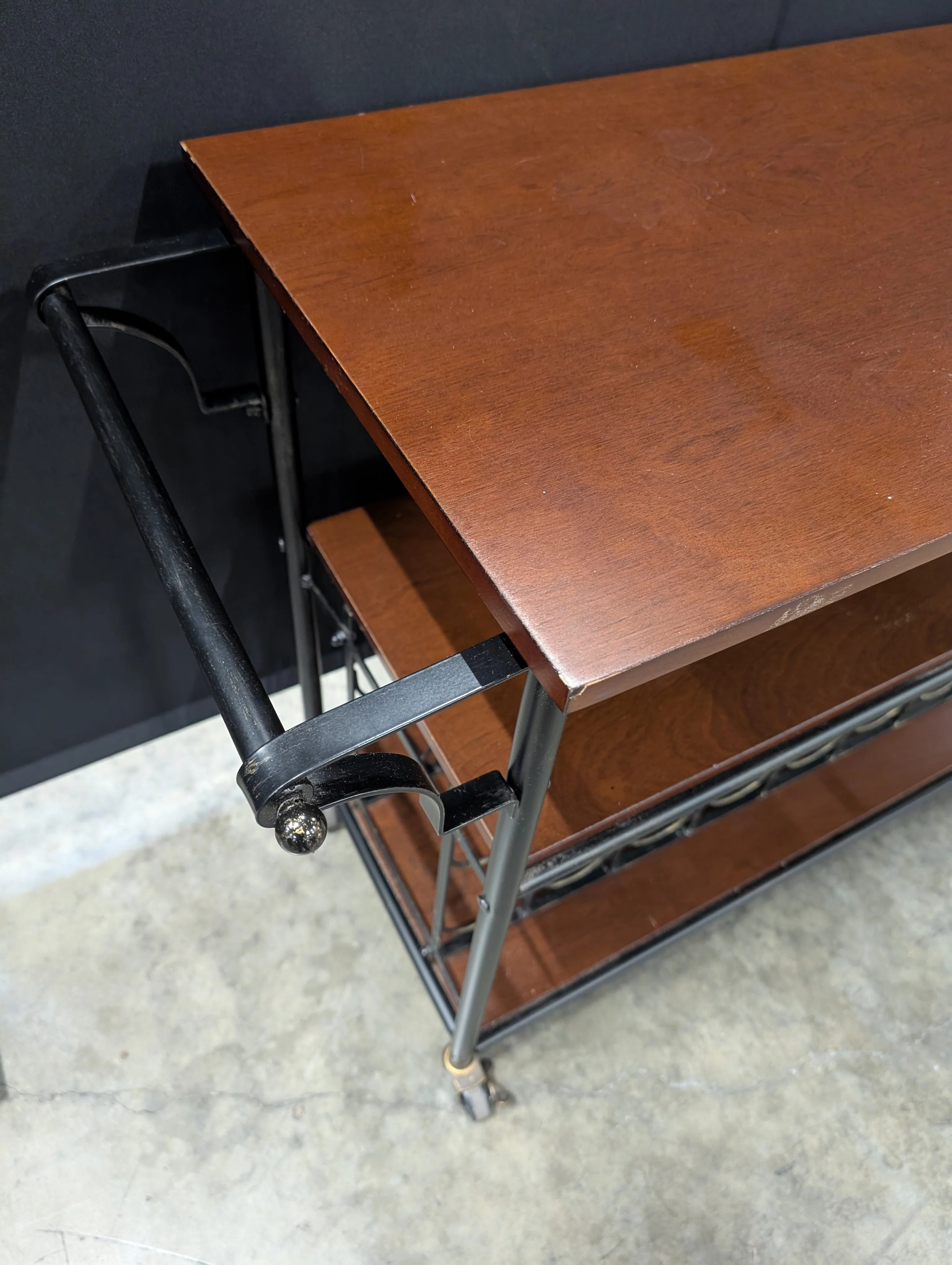Functional Two-Tier Rolling Bar Cart with Integrated Wine Storage - Image 2