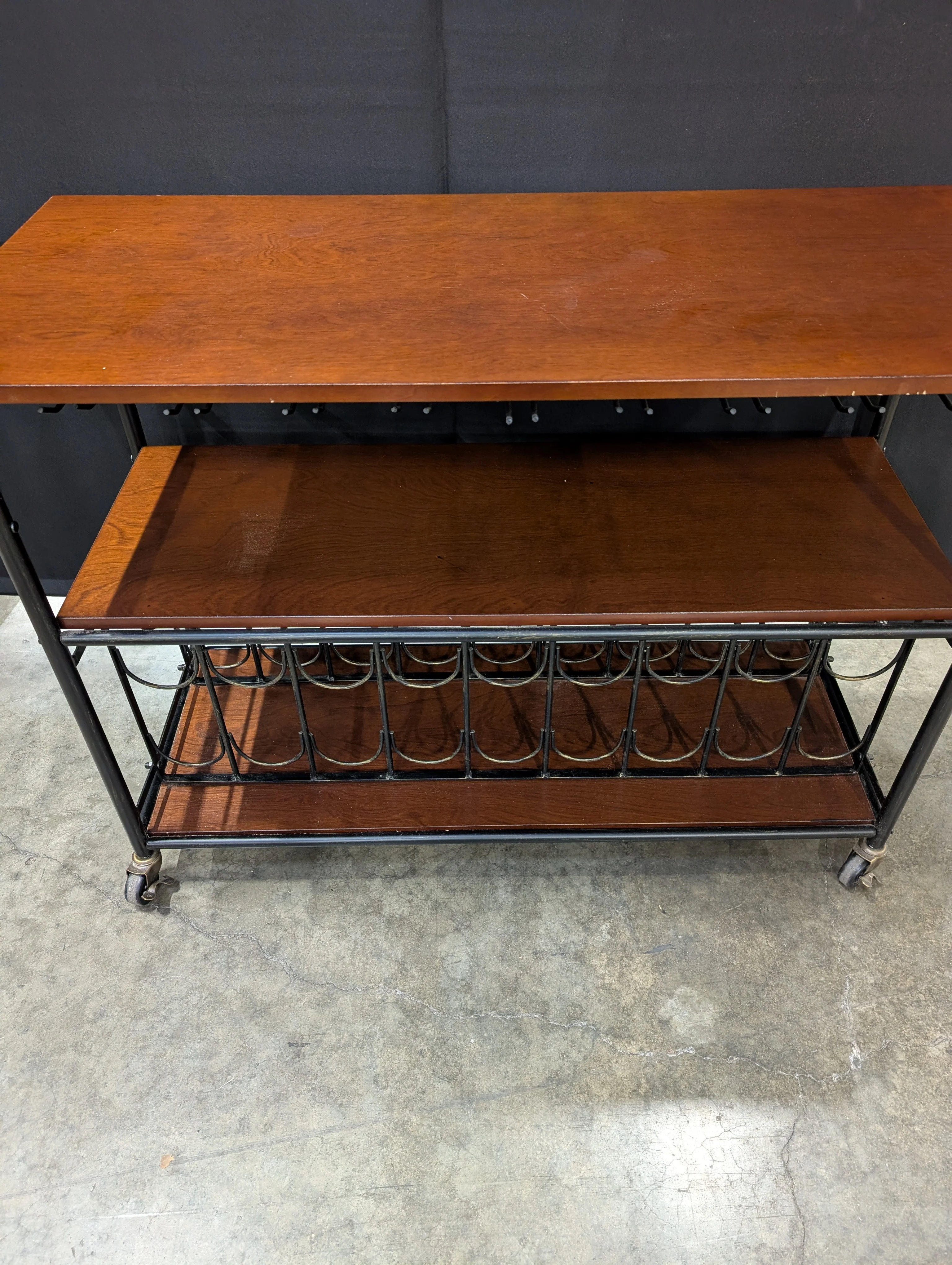 Functional Two-Tier Rolling Bar Cart with Integrated Wine Storage - Image 6