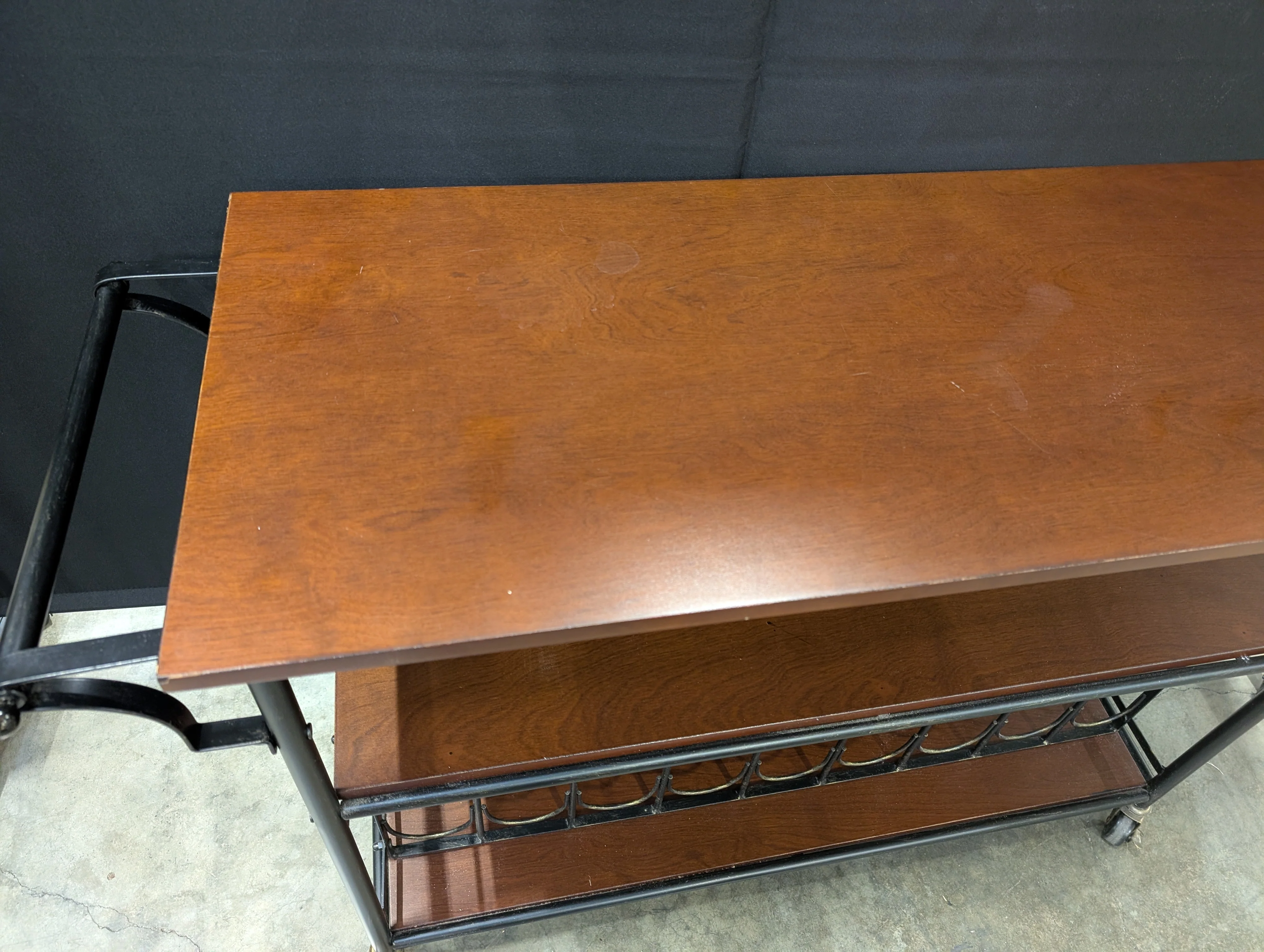 Functional Two-Tier Rolling Bar Cart with Integrated Wine Storage - Image 7