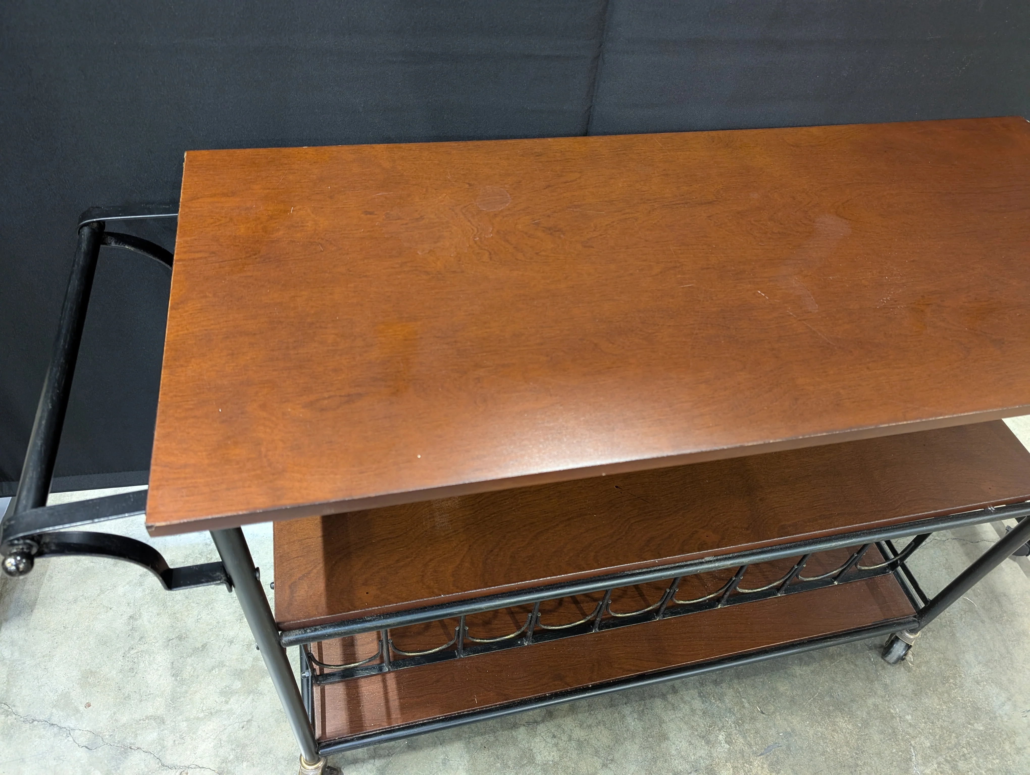 Functional Two-Tier Rolling Bar Cart with Integrated Wine Storage - Image 8