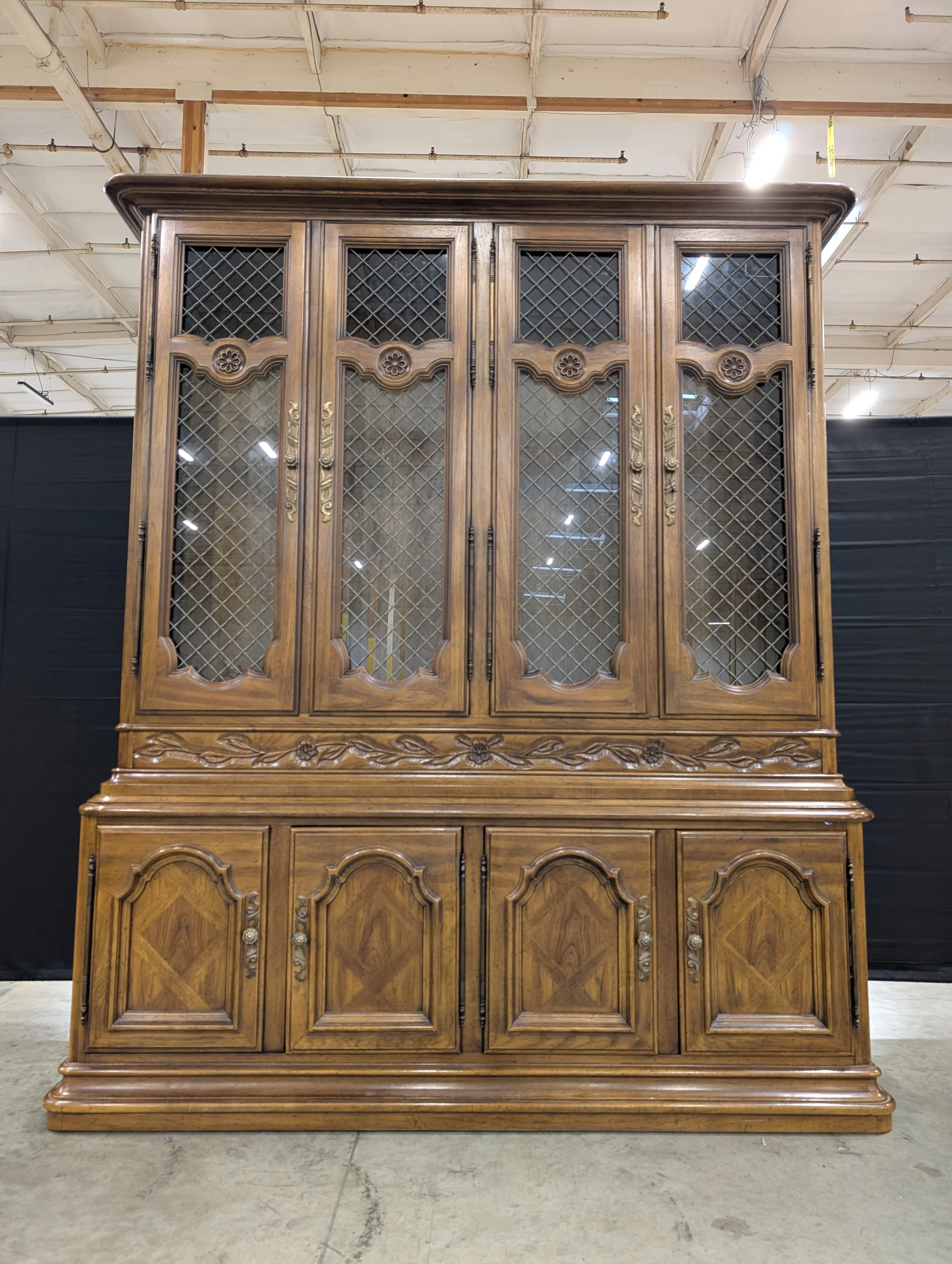 Drexel Touraine II Pecan French Country China Display Cabinet. 