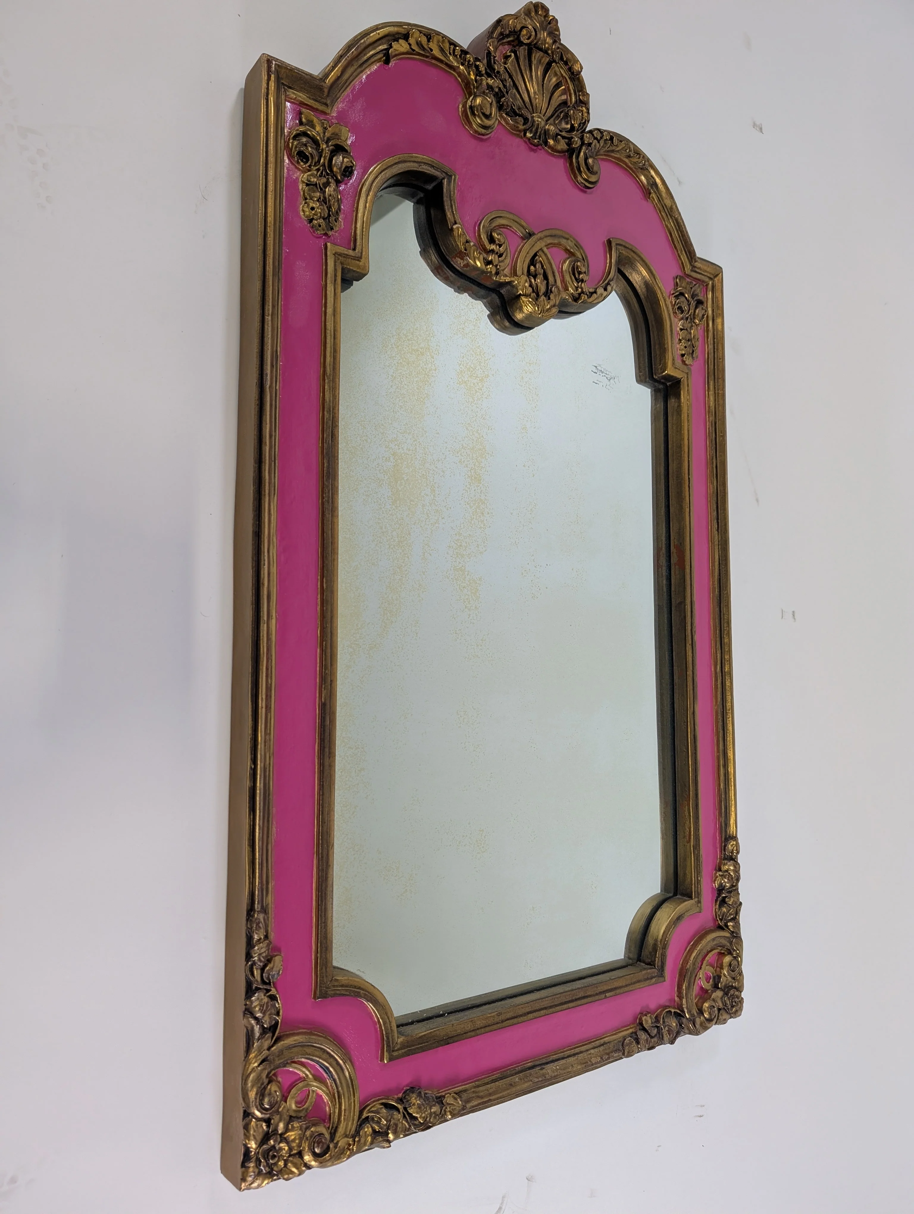 Ornate Fuchsia and Gold Decorative Wall Mirror - Image 2