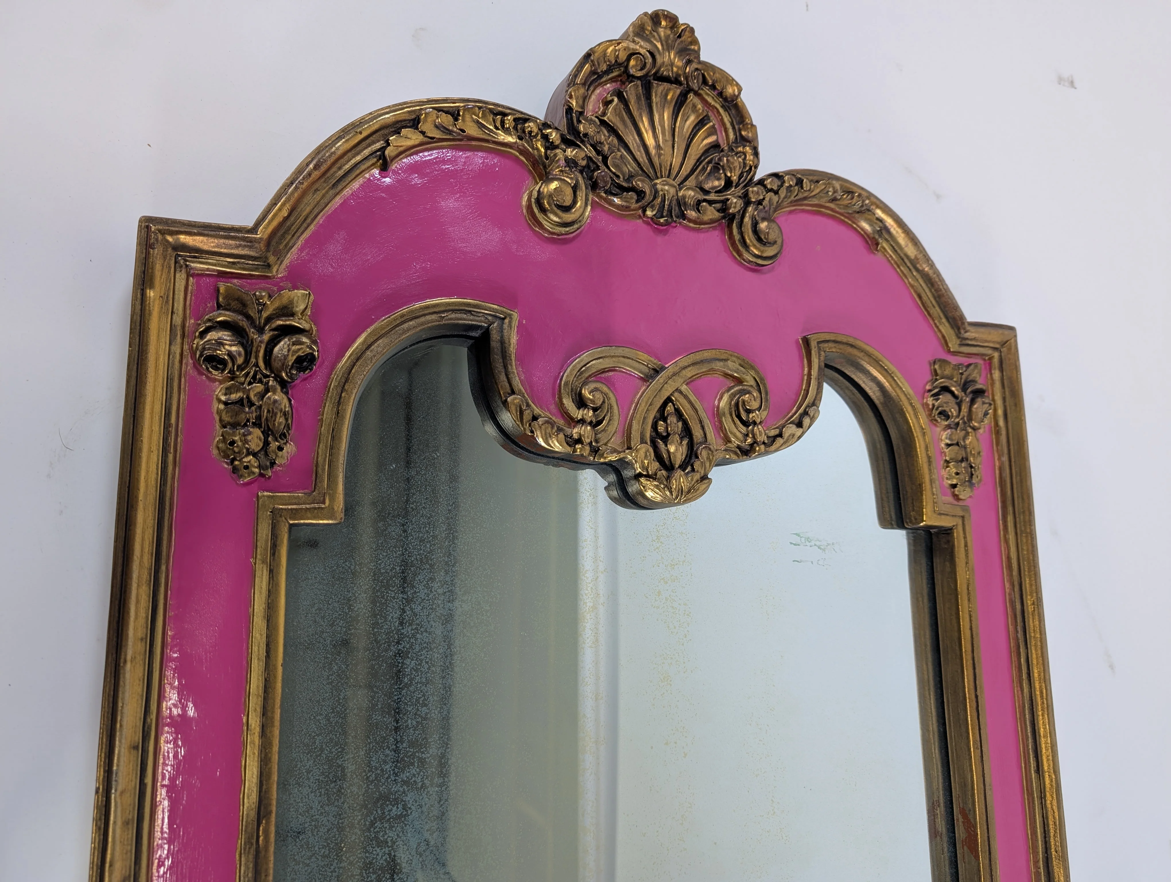 Ornate Fuchsia and Gold Decorative Wall Mirror - Image 3