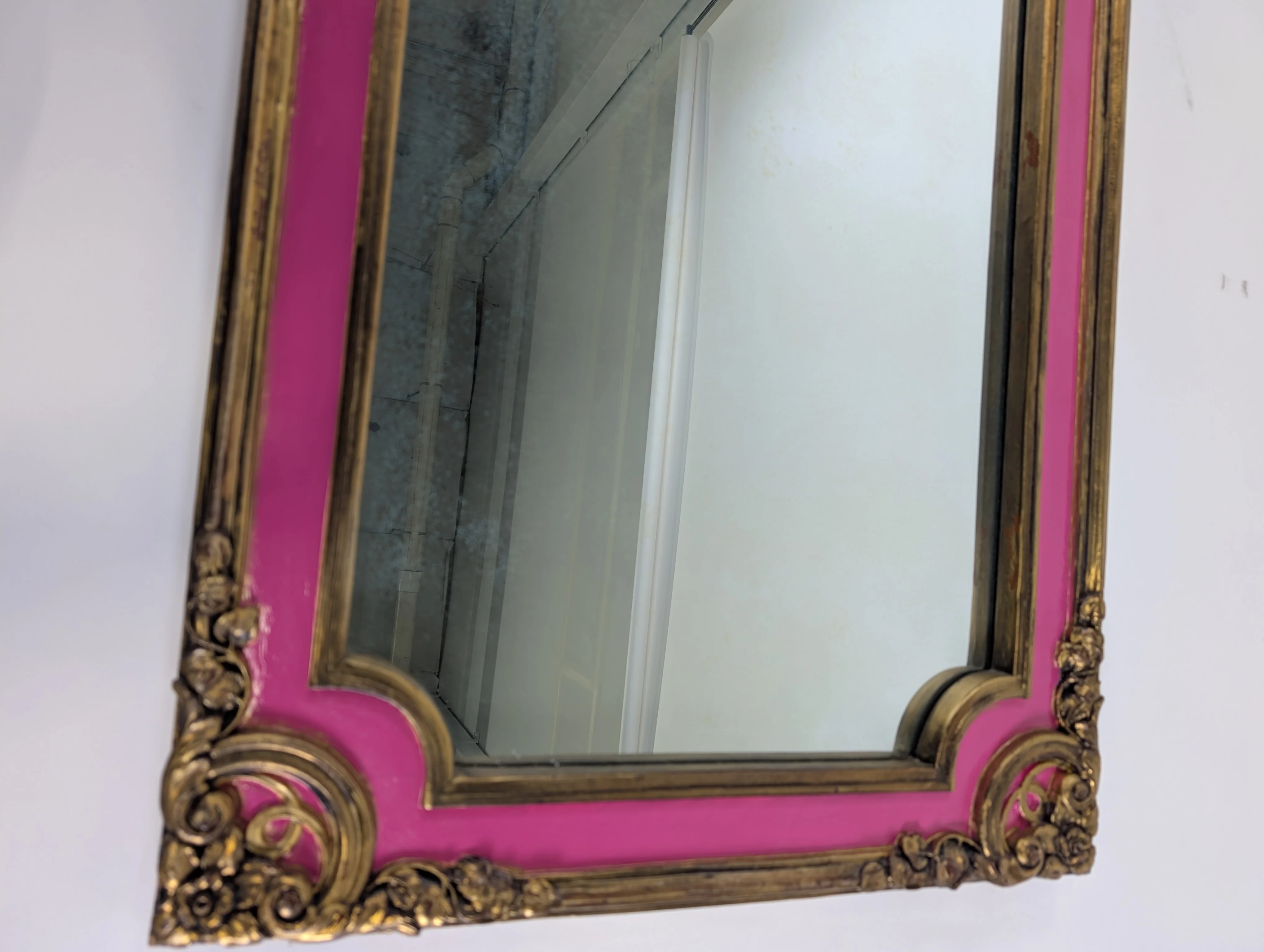Ornate Fuchsia and Gold Decorative Wall Mirror - Image 4