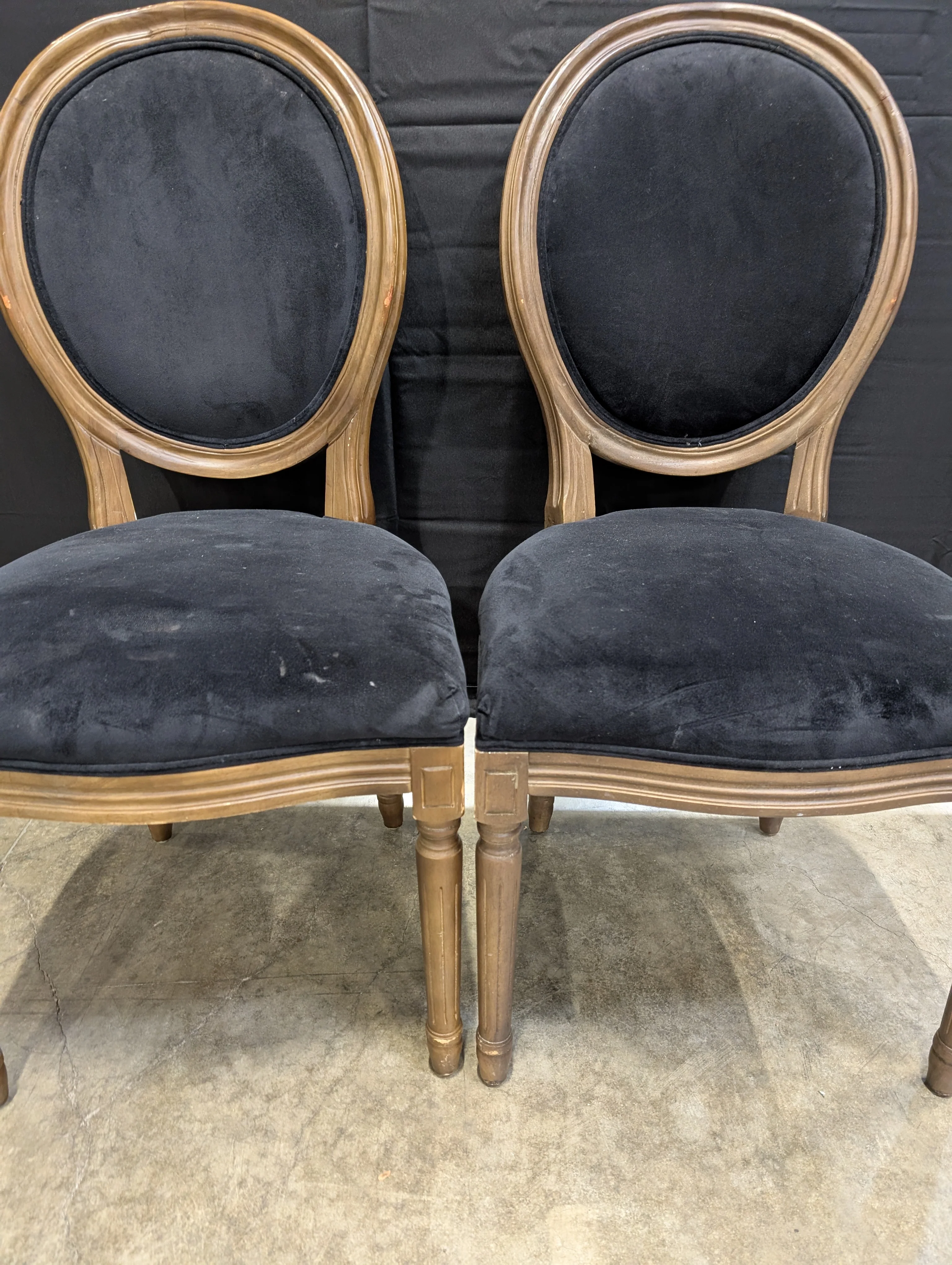 Pair of Traditional Dark Upholstered Wood Frame Chairs - Image 2