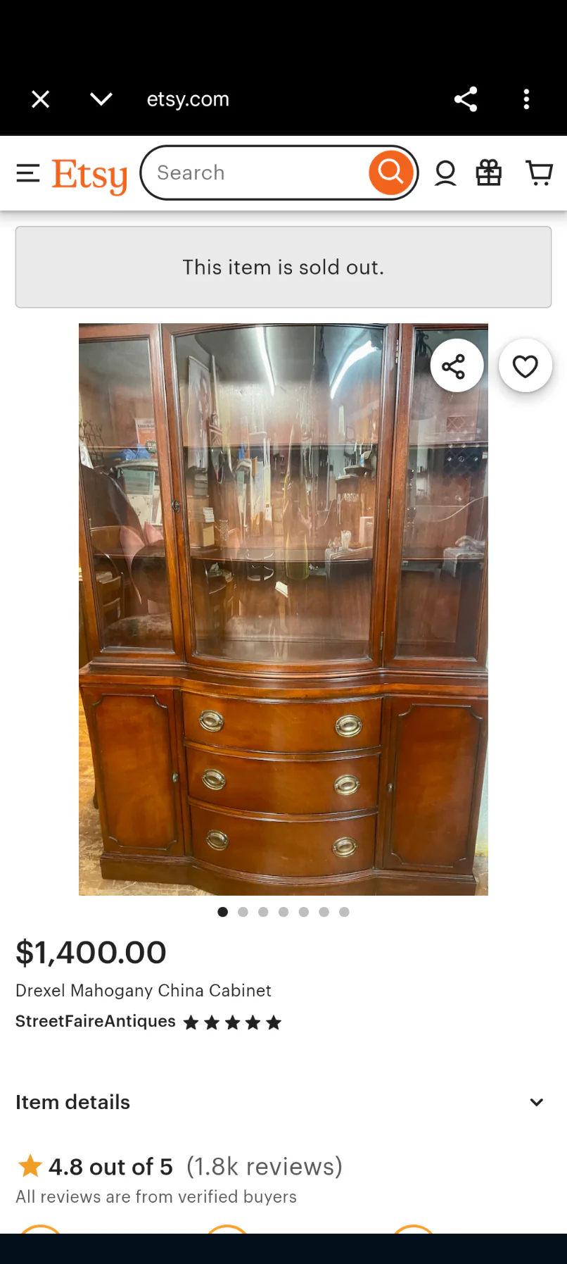 Drexel Curved Glass Door Display Cabinet - Image 12