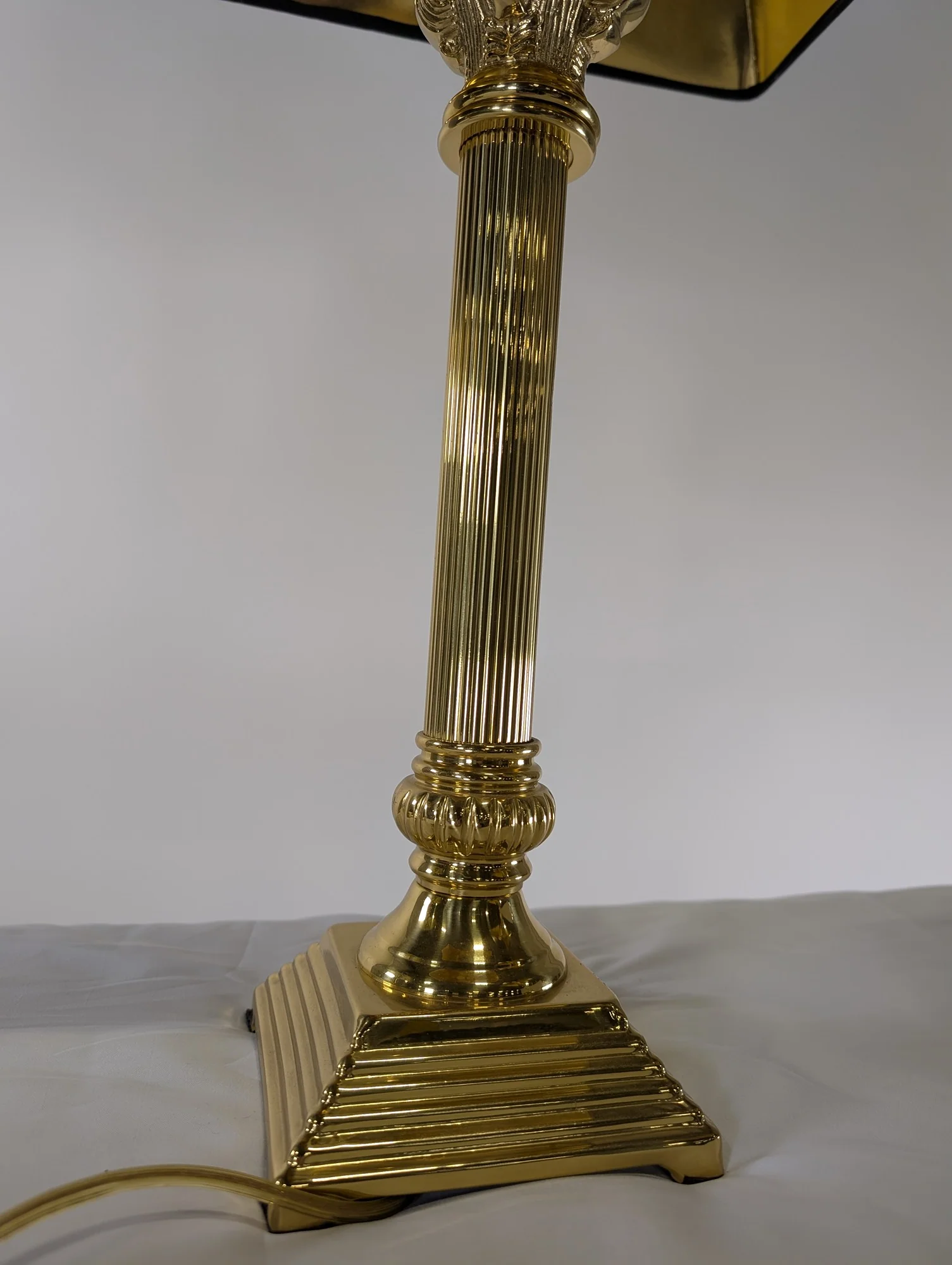 Vintage Style Brass Column Table Lamp with Black and Gold Shade - Image 4