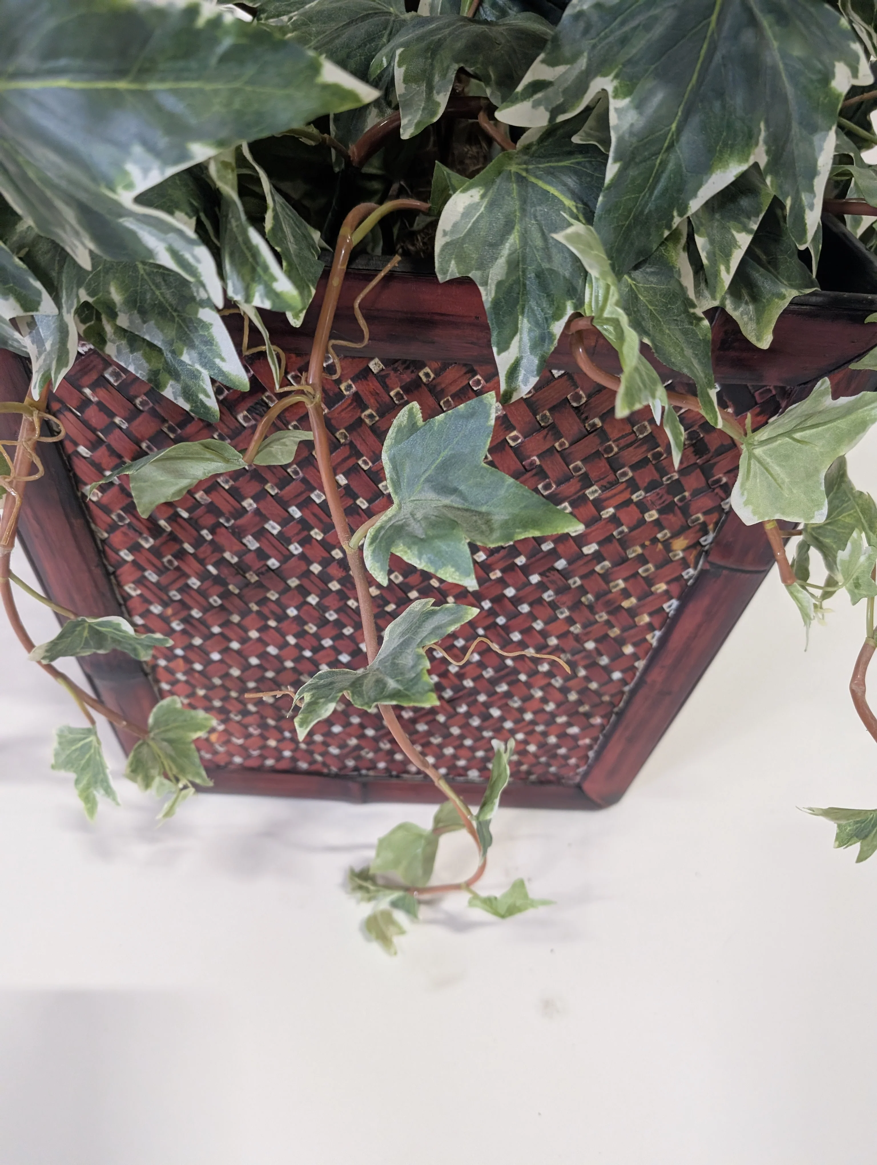 Tall Faux Dracaena Plant in Decorative Woven Basket - Image 5
