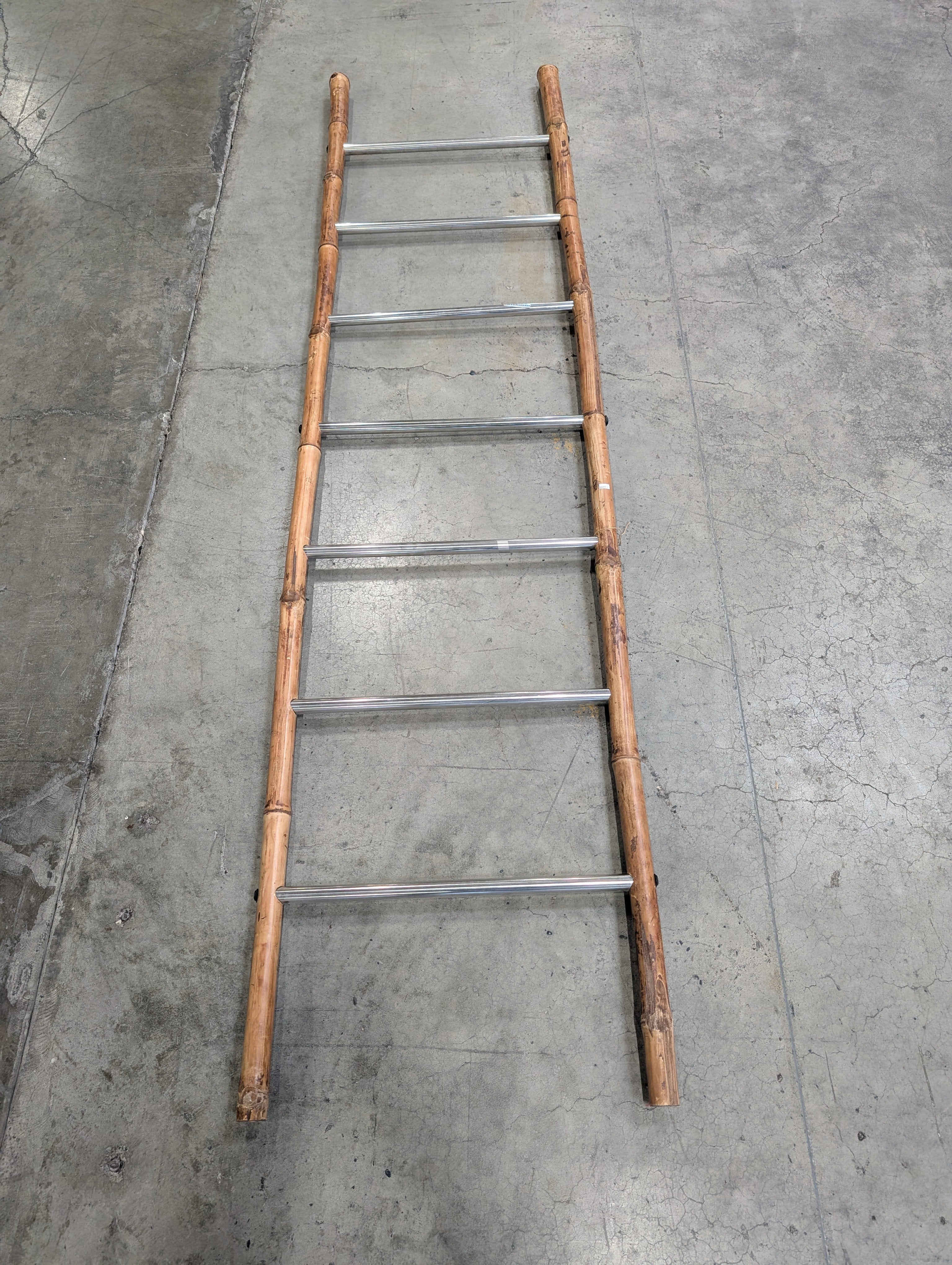 Bamboo and Metal Decor Ladder - Image 2