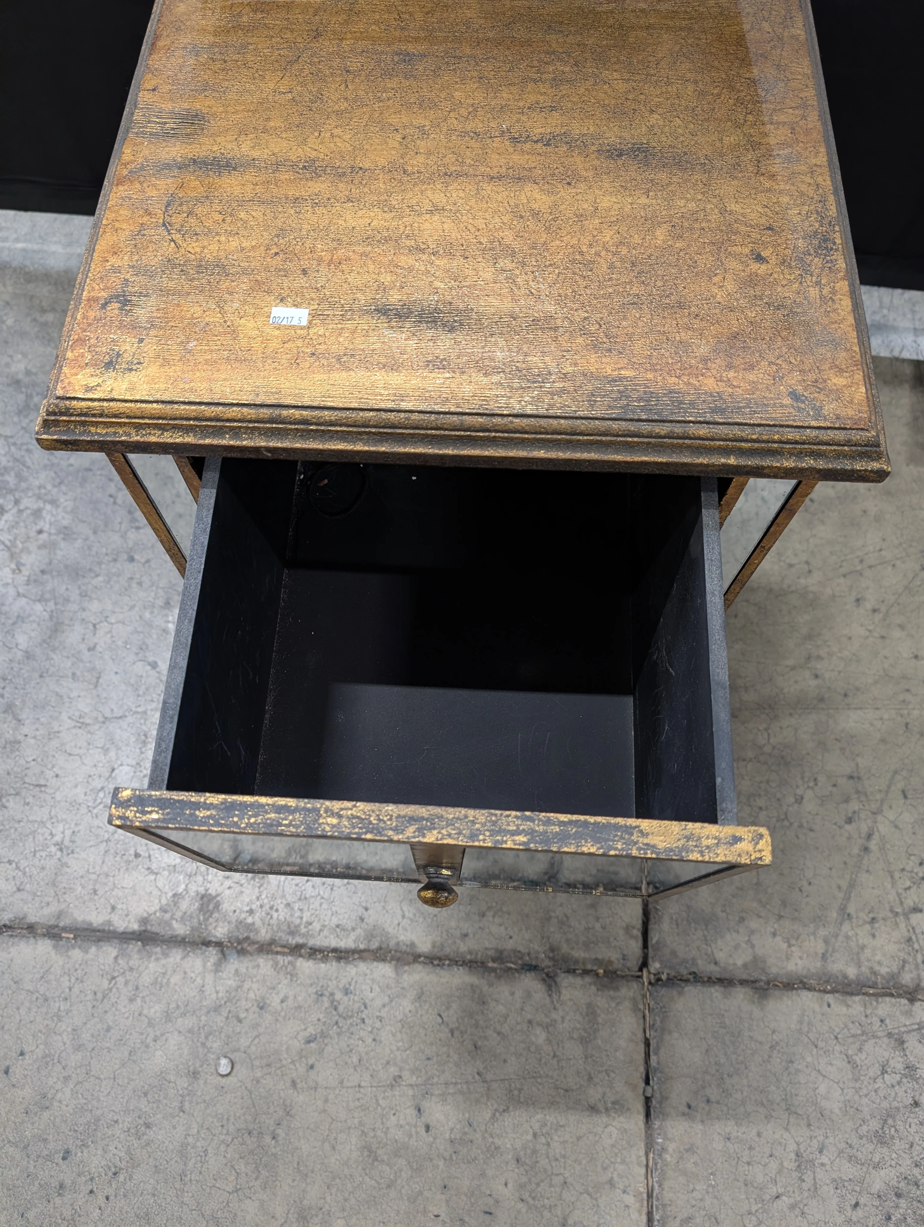 Distressed Gold Mirrored Accent Cabinet - Image 2