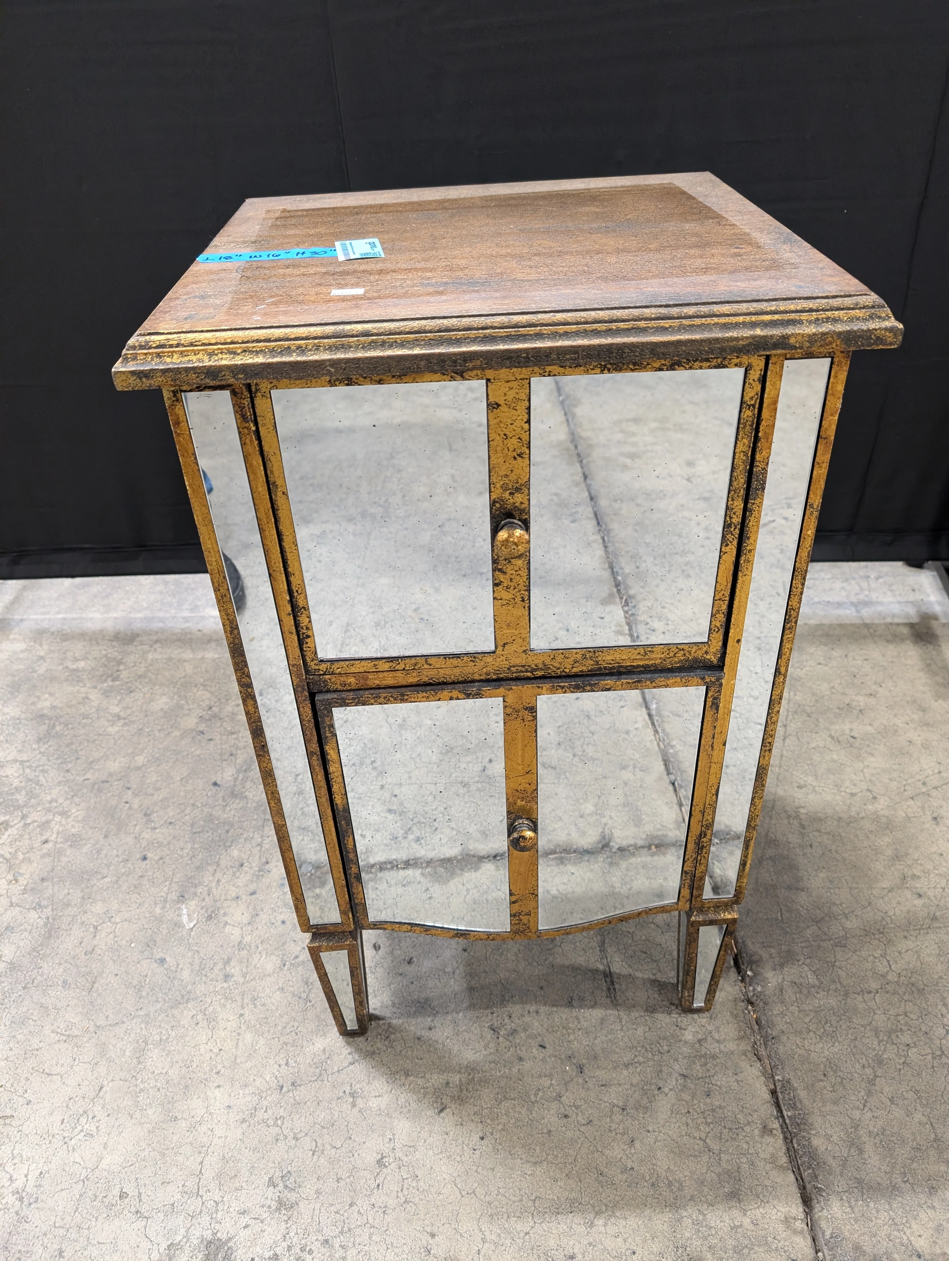 Distressed Gold Mirrored Accent Cabinet - Image 3