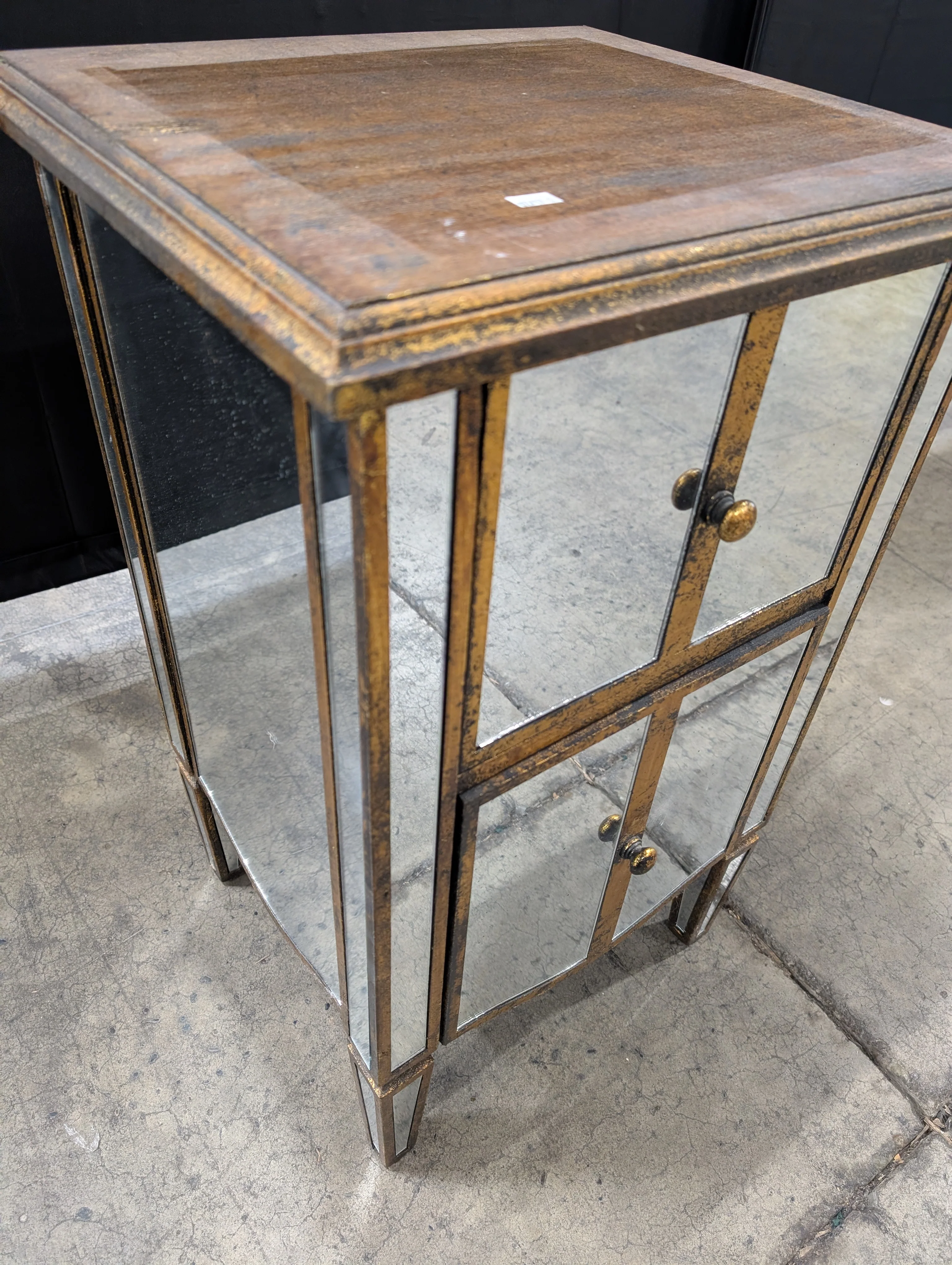 Distressed Gold Mirrored Accent Cabinet - Image 4