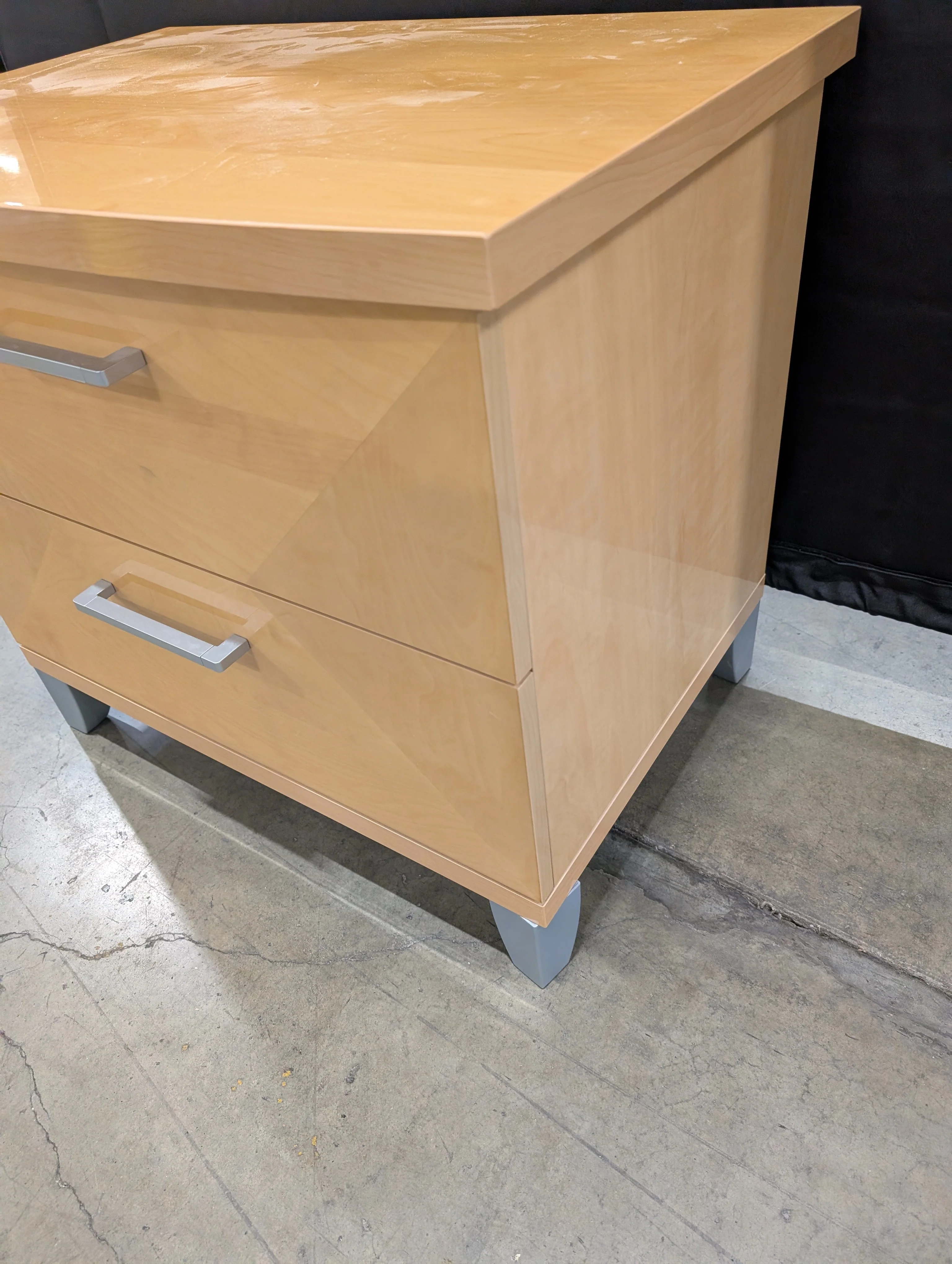 Modern Light Wood Two-Drawer Nightstand - Image 12