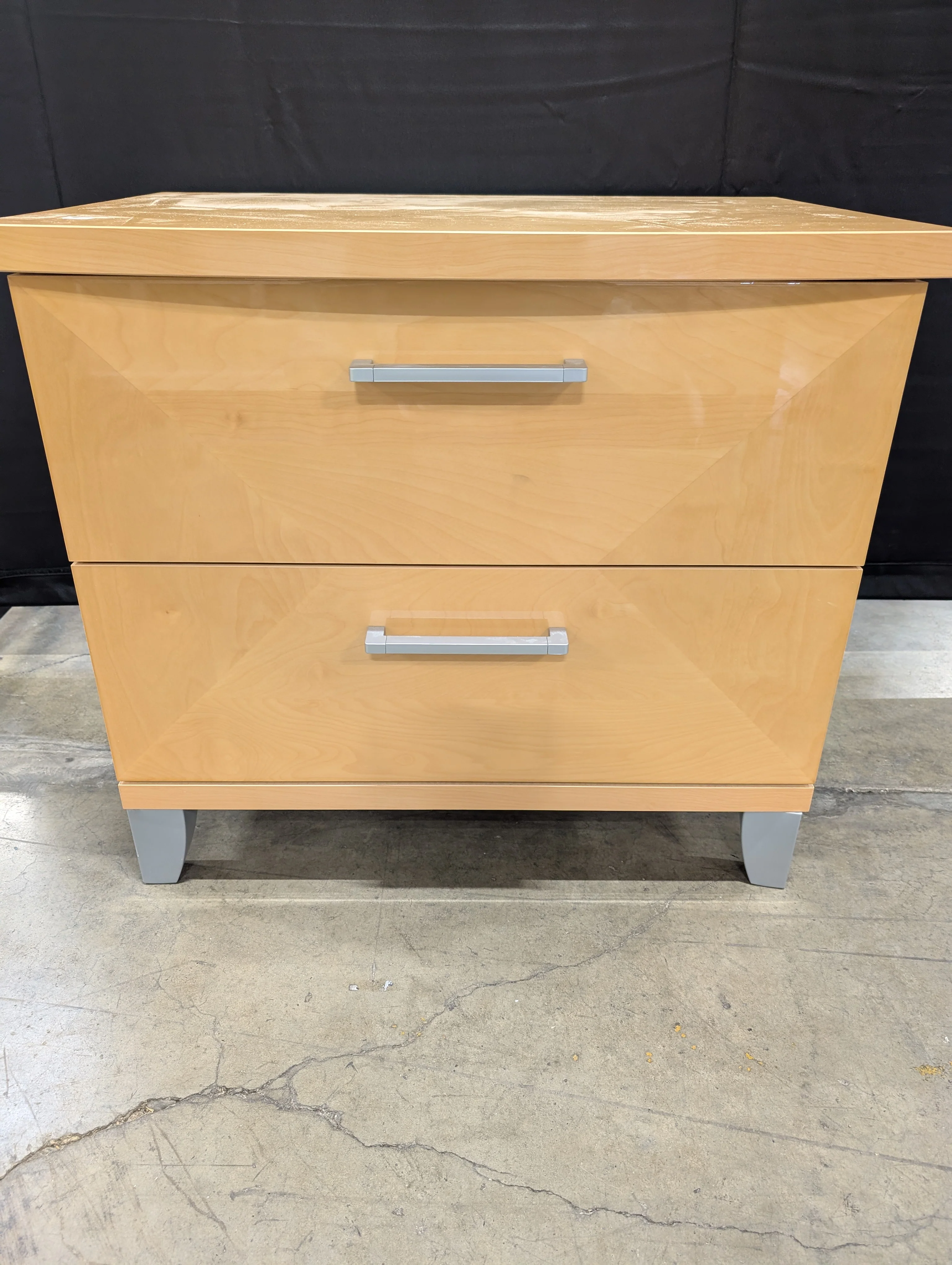 Modern Light Wood Two-Drawer Nightstand - Image 9