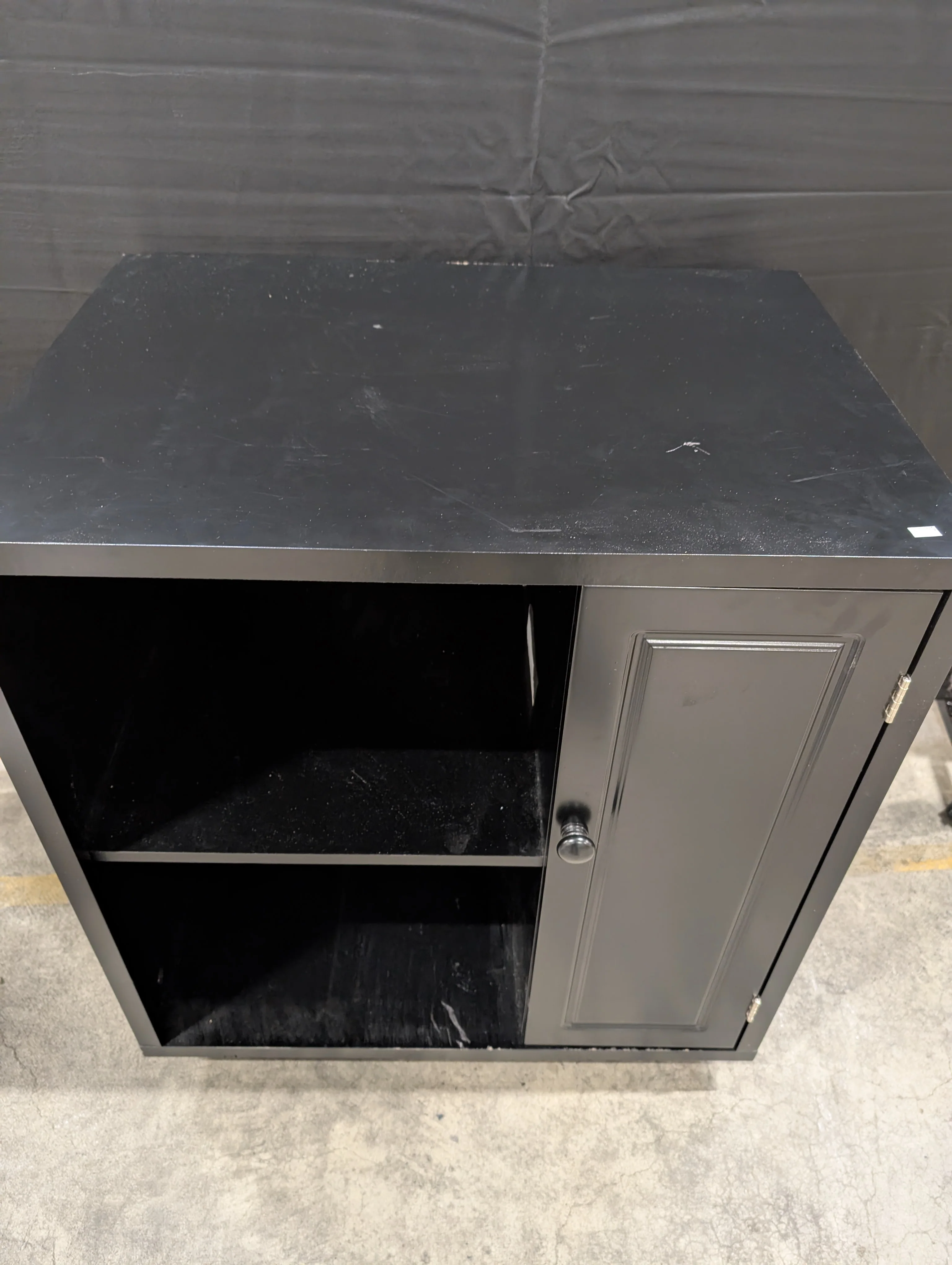 Modern Black Storage Cabinet with Open Shelf - Image 4