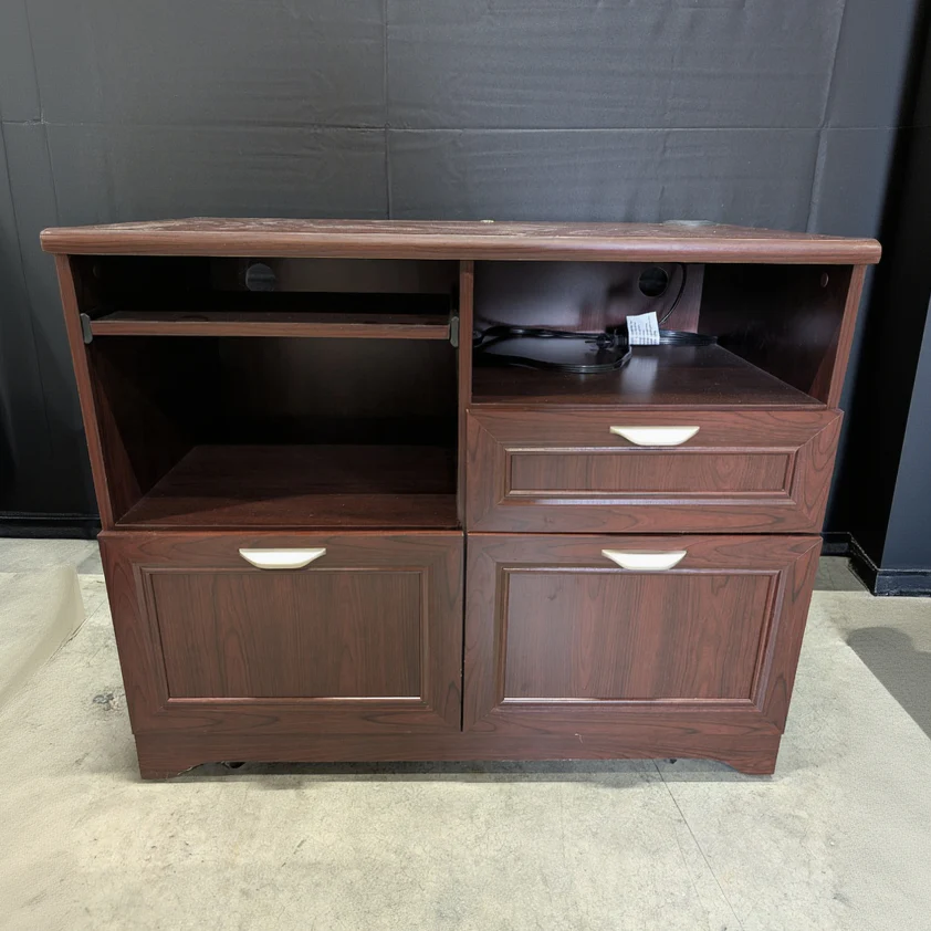 Compact Dark Cherry Finish Desk with USB