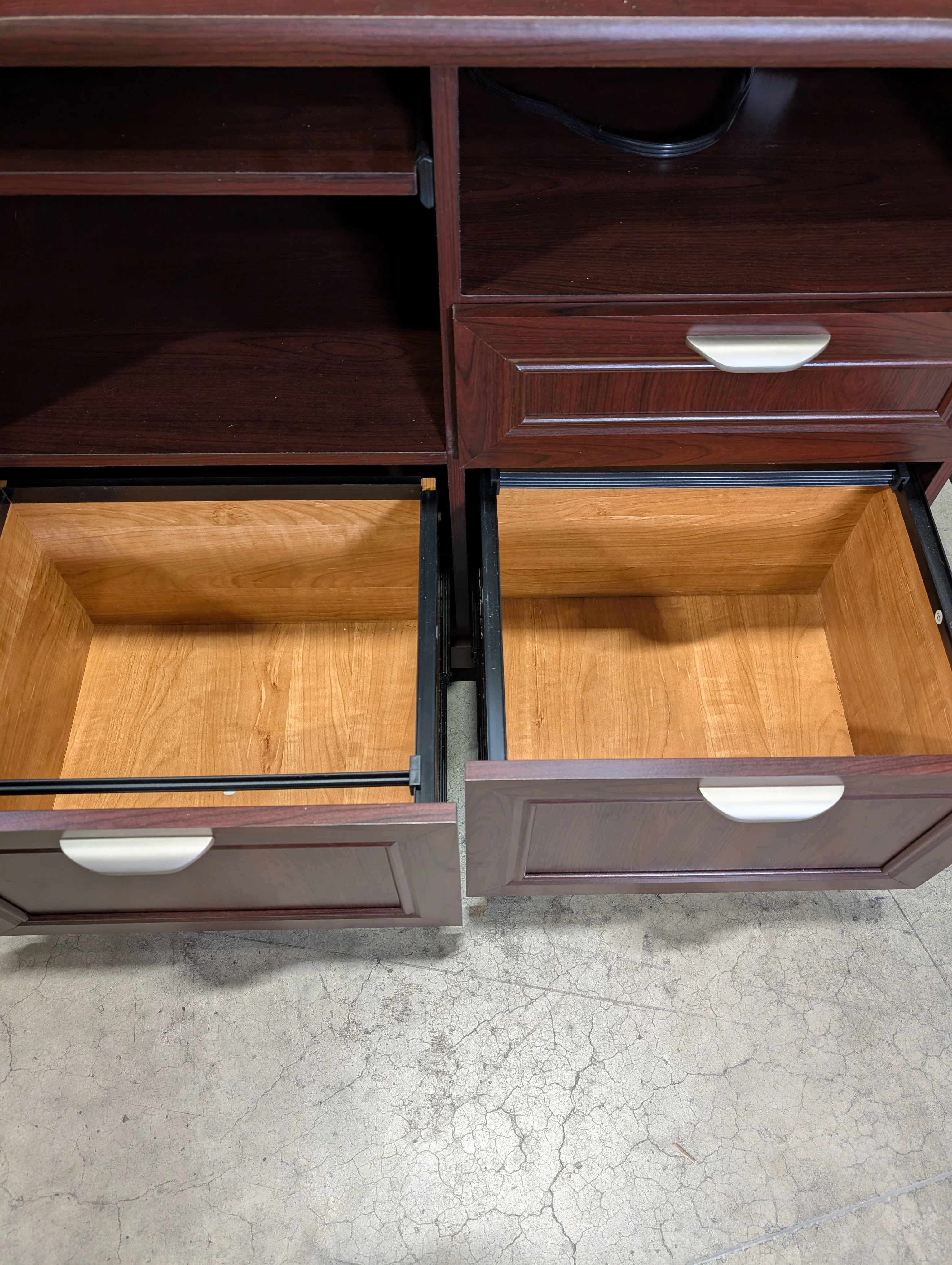 Compact Dark Cherry Finish Desk with USB - Image 3