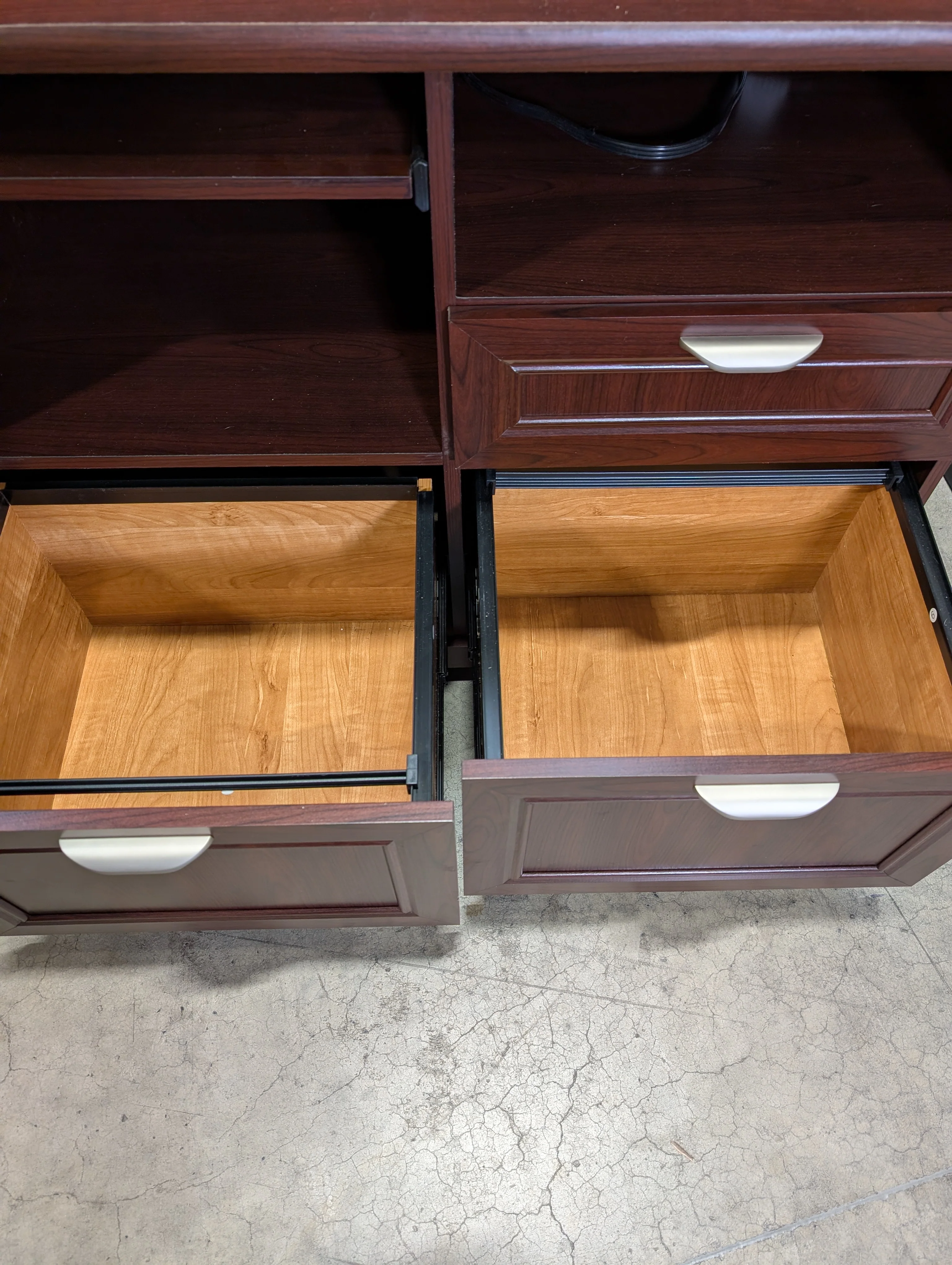 Compact Dark Cherry Finish Desk with USB - Image 4