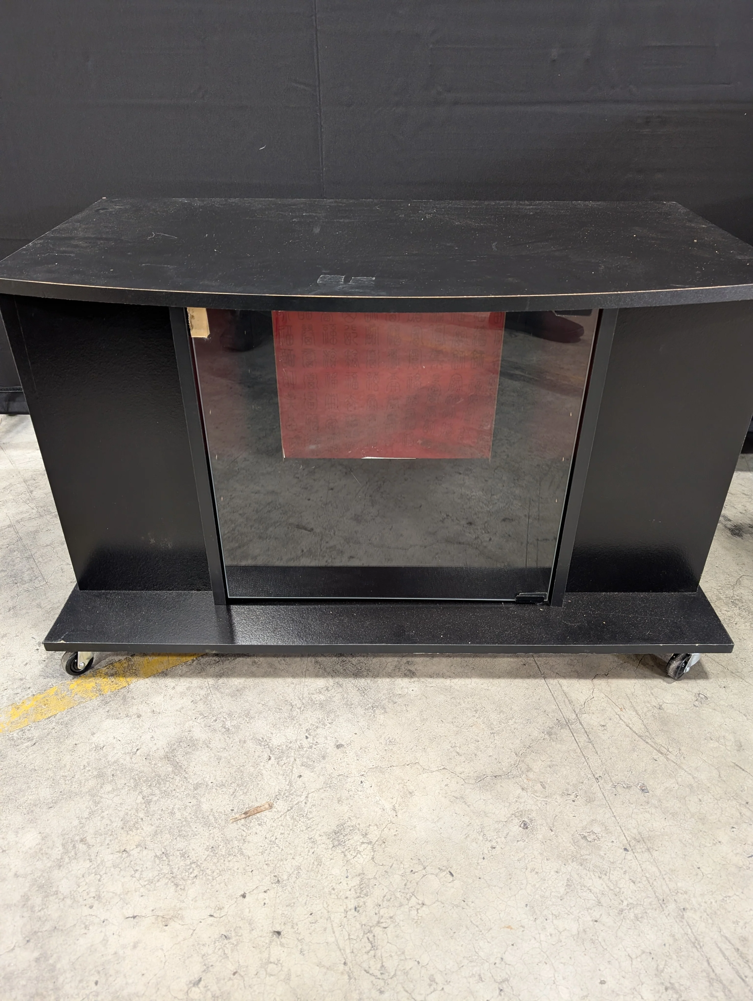 Modern Black Curved Front Media Console with Storage - Image 2