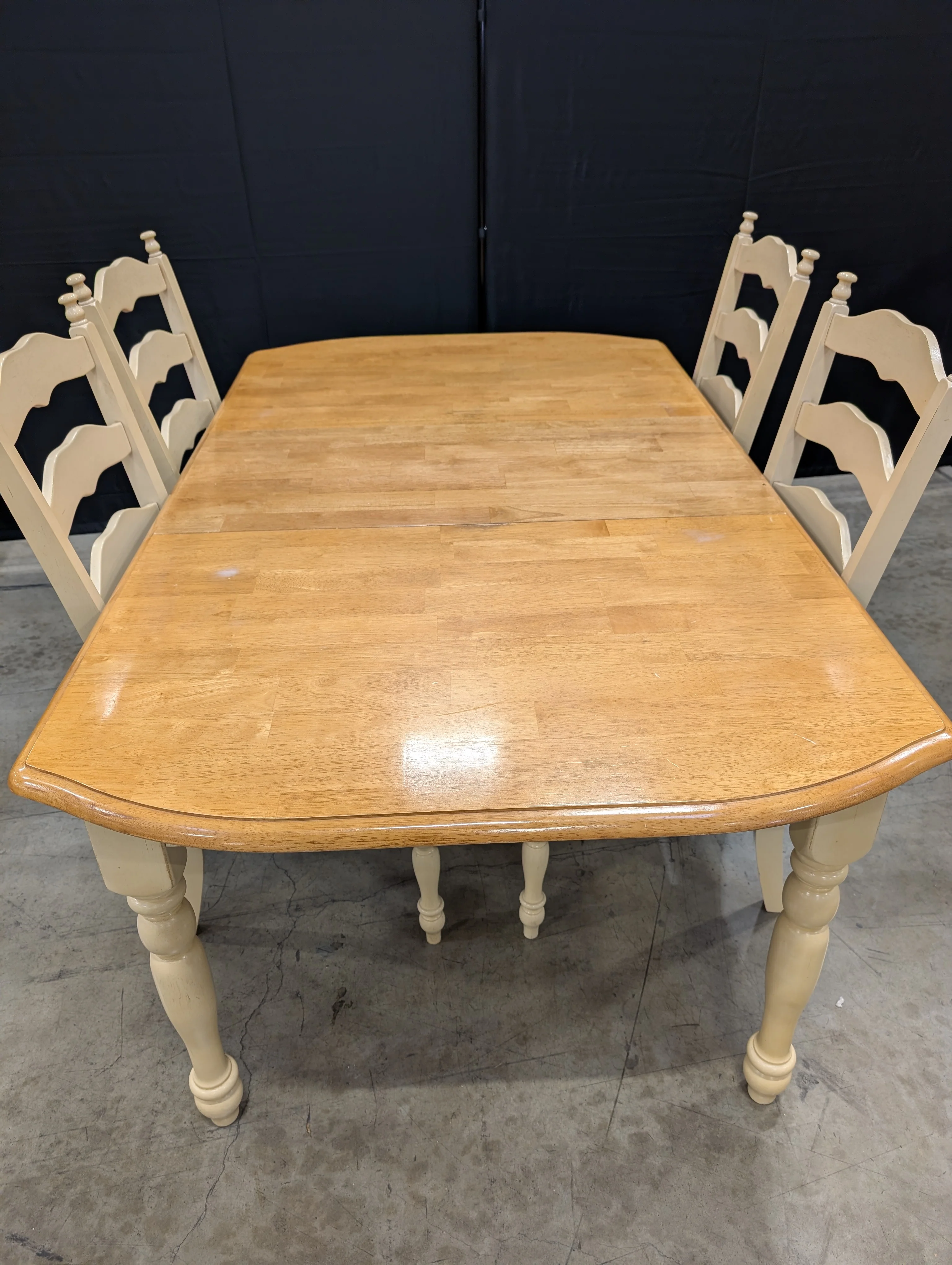 Rustic Wood Dining Table with Four Ladder-Back Chairs - Image 2