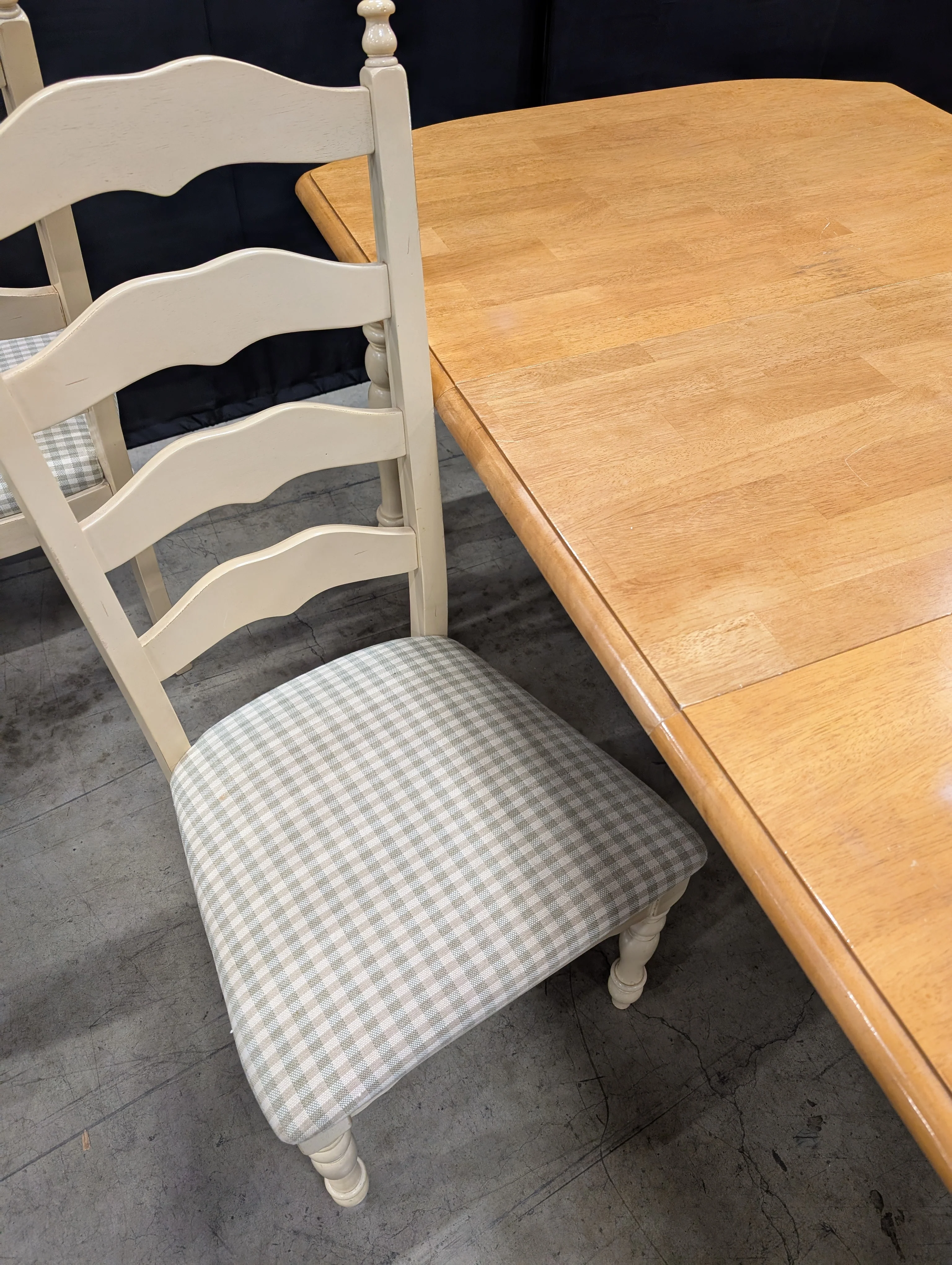 Rustic Wood Dining Table with Four Ladder-Back Chairs - Image 3