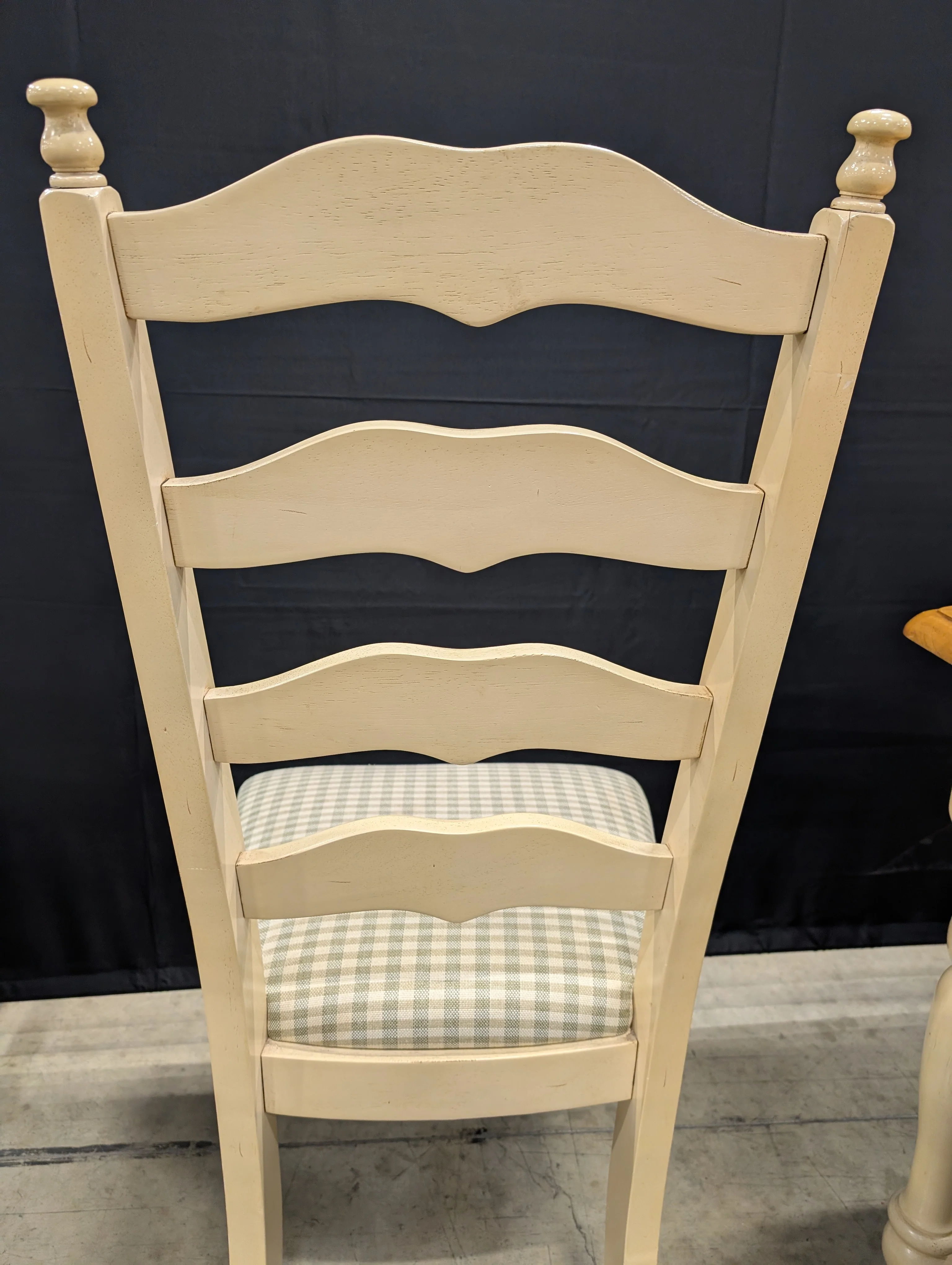 Rustic Wood Dining Table with Four Ladder-Back Chairs - Image 4