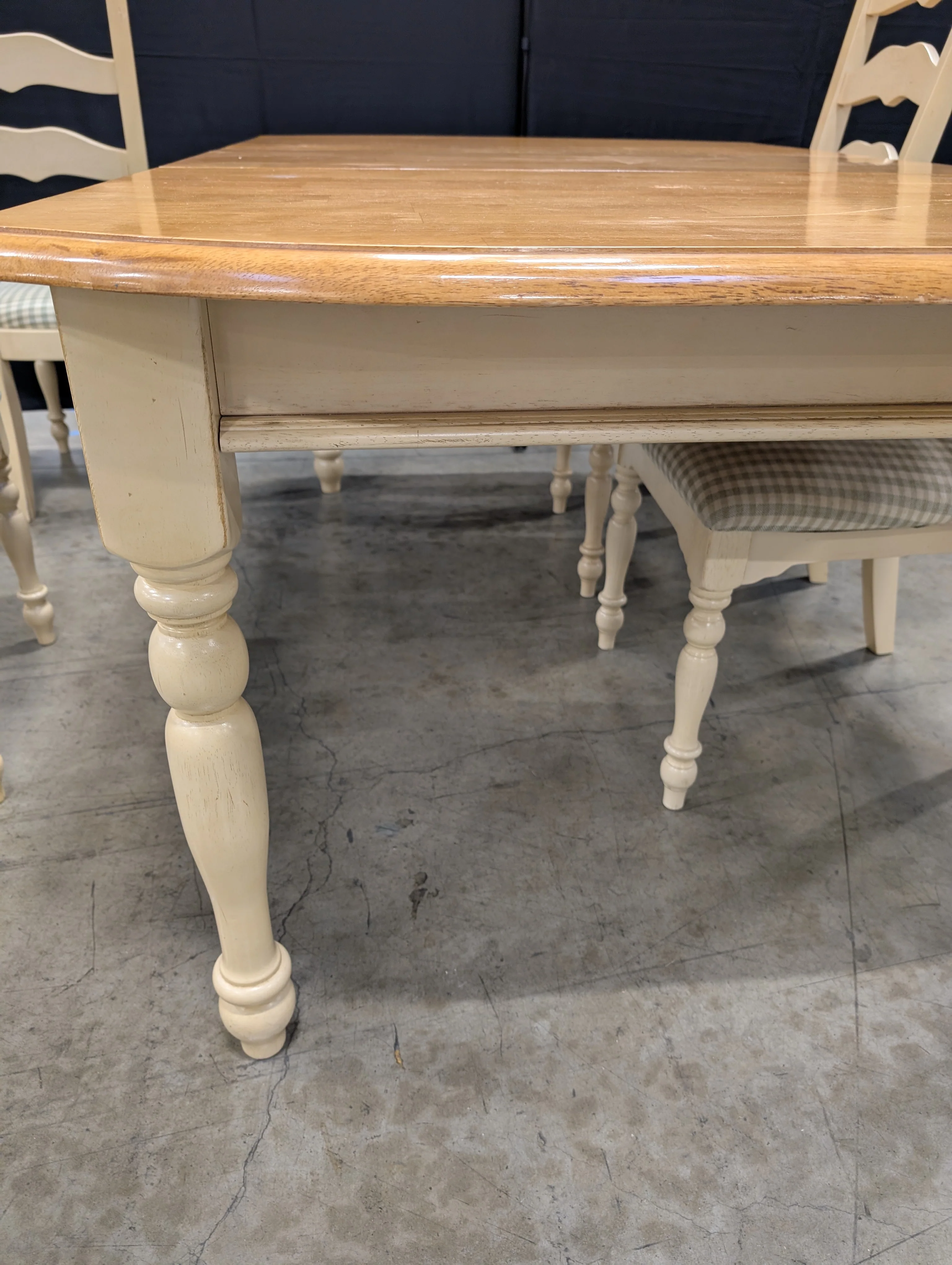 Rustic Wood Dining Table with Four Ladder-Back Chairs - Image 6