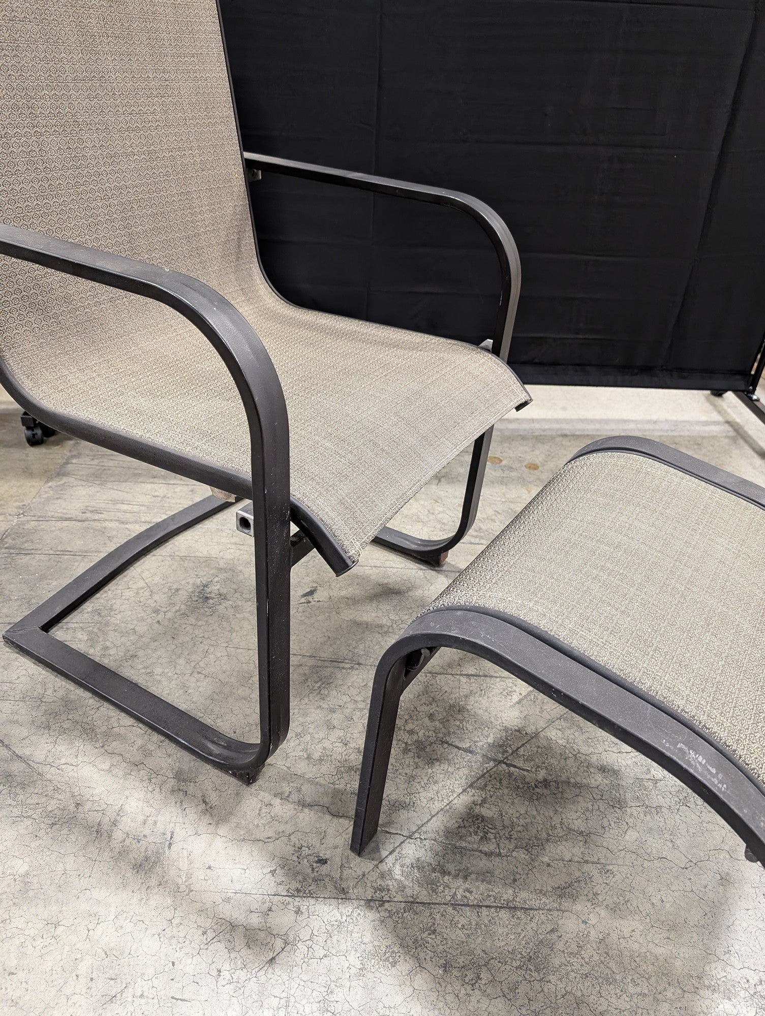 Outdoor Patio Sling Lounge Chair with Matching Ottoman - Image 3