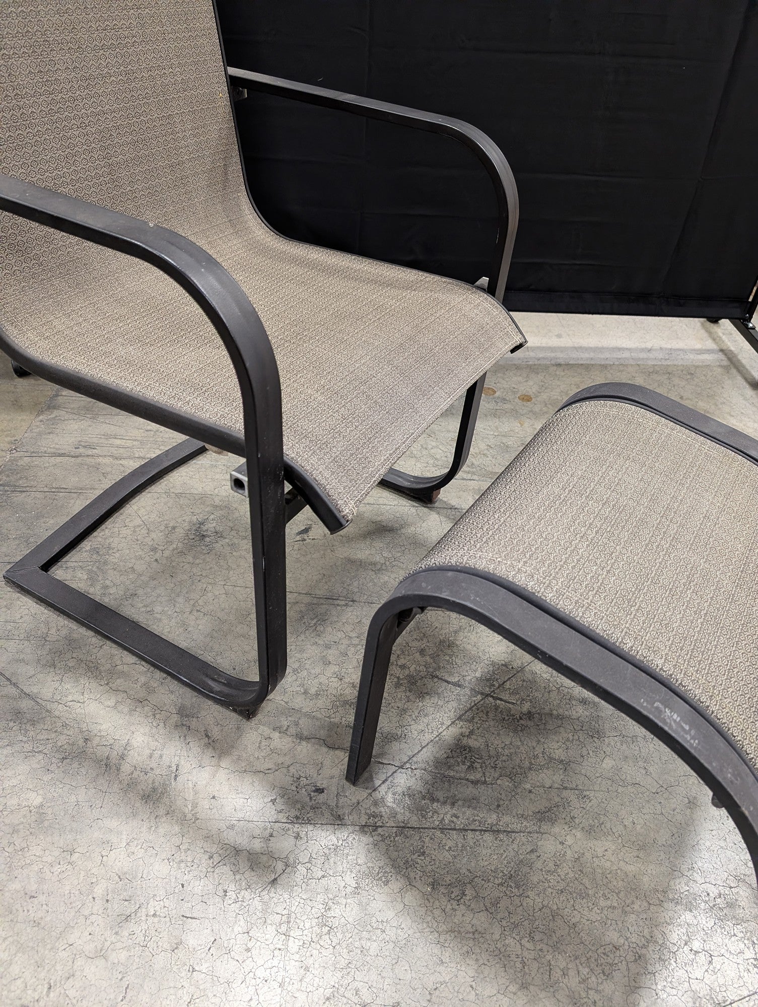 Outdoor Patio Sling Lounge Chair with Matching Ottoman - Image 4